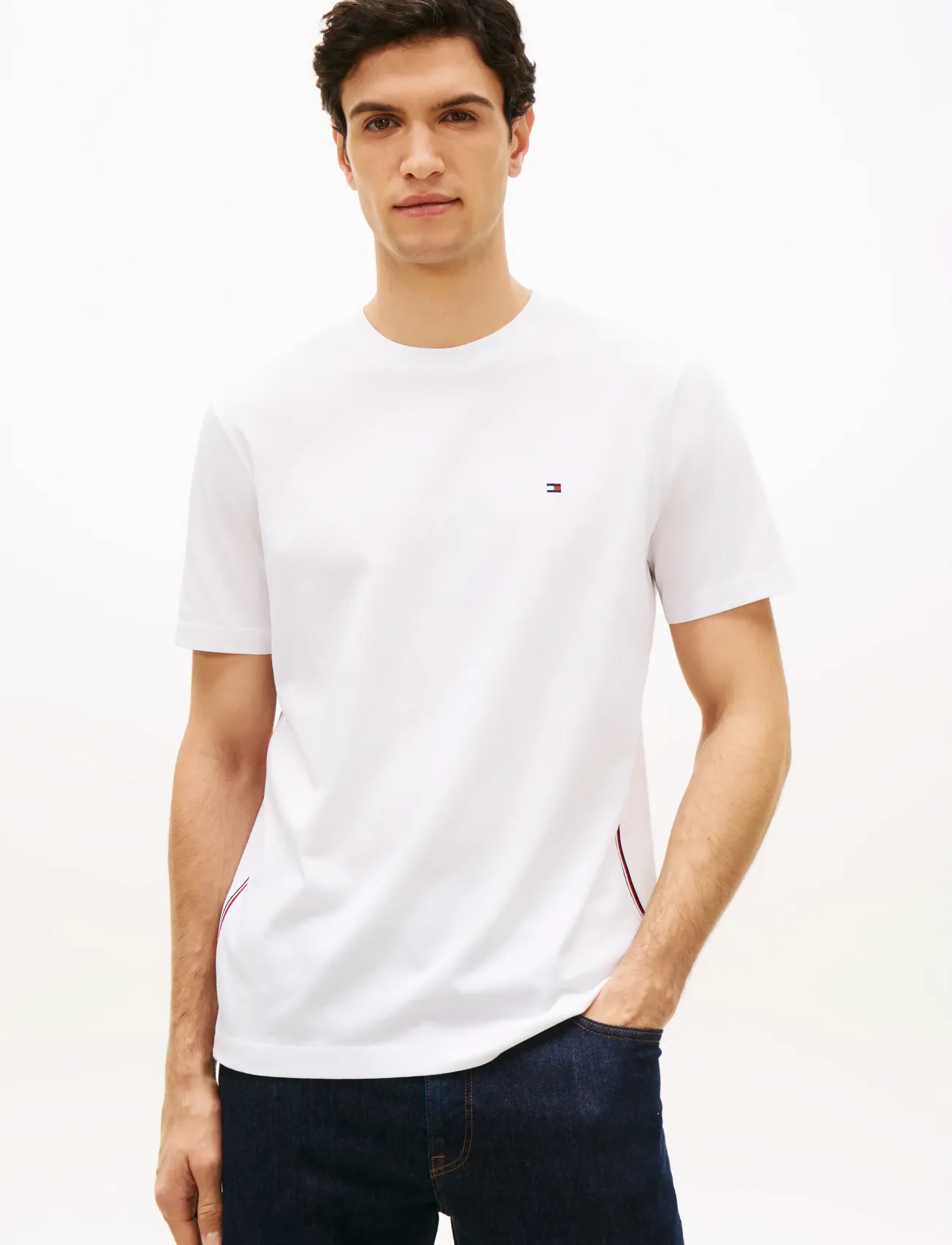 Tommy Hilfiger Global Stripe Tee, XXL, White, T-Shirts > Kortærmede, Herre