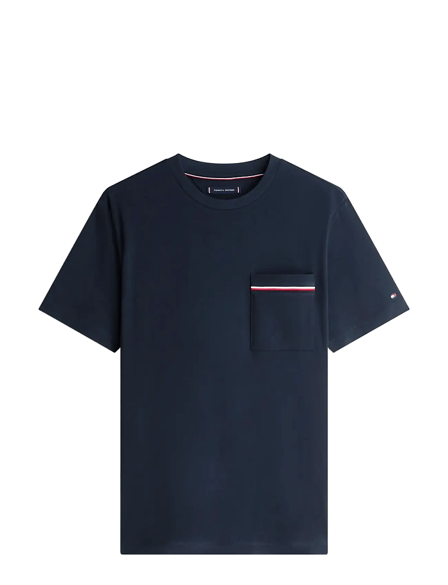 Tommy Hilfiger - GLOBAL STRIPE PIQUE POCKET TEE - lühikeste varrukatega t-särgid - desert sky - 1