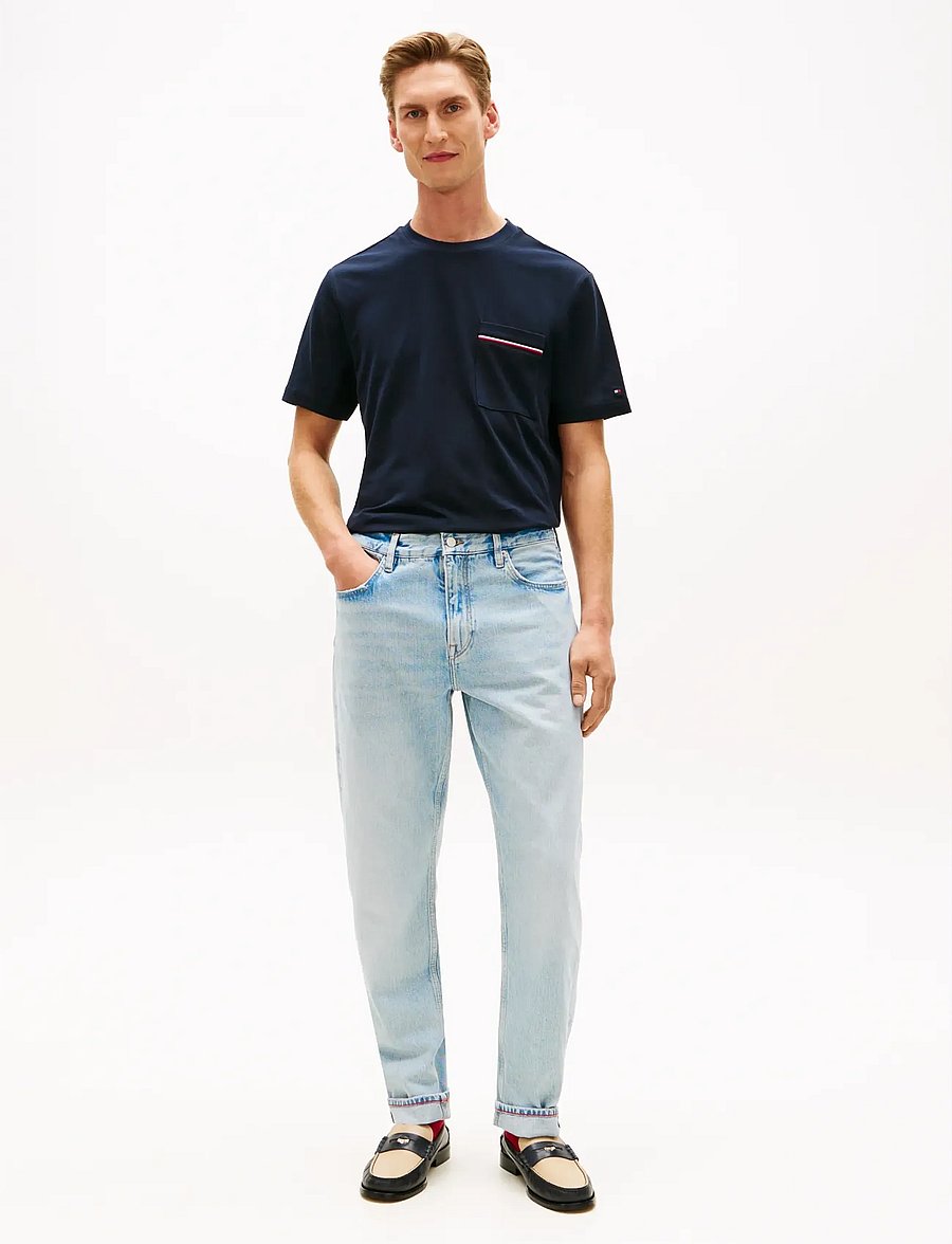 Tommy Hilfiger - GLOBAL STRIPE PIQUE POCKET TEE - lühikeste varrukatega t-särgid - desert sky - 3