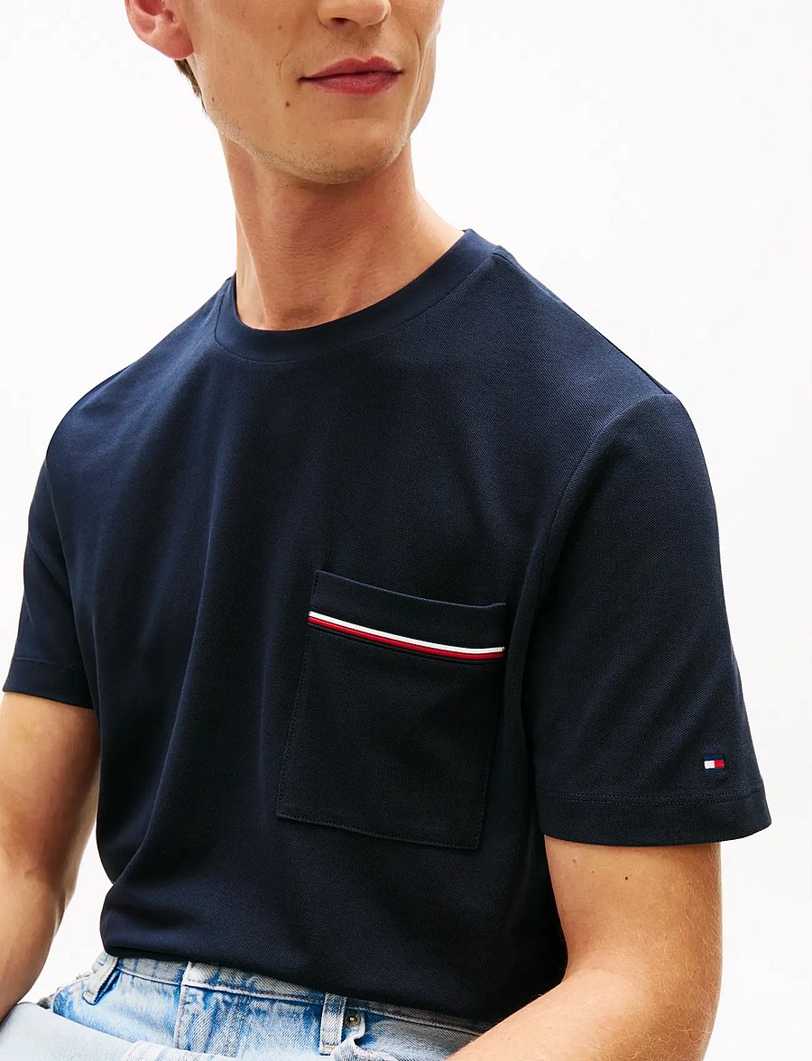 Tommy Hilfiger - GLOBAL STRIPE PIQUE POCKET TEE - lühikeste varrukatega t-särgid - desert sky - 4