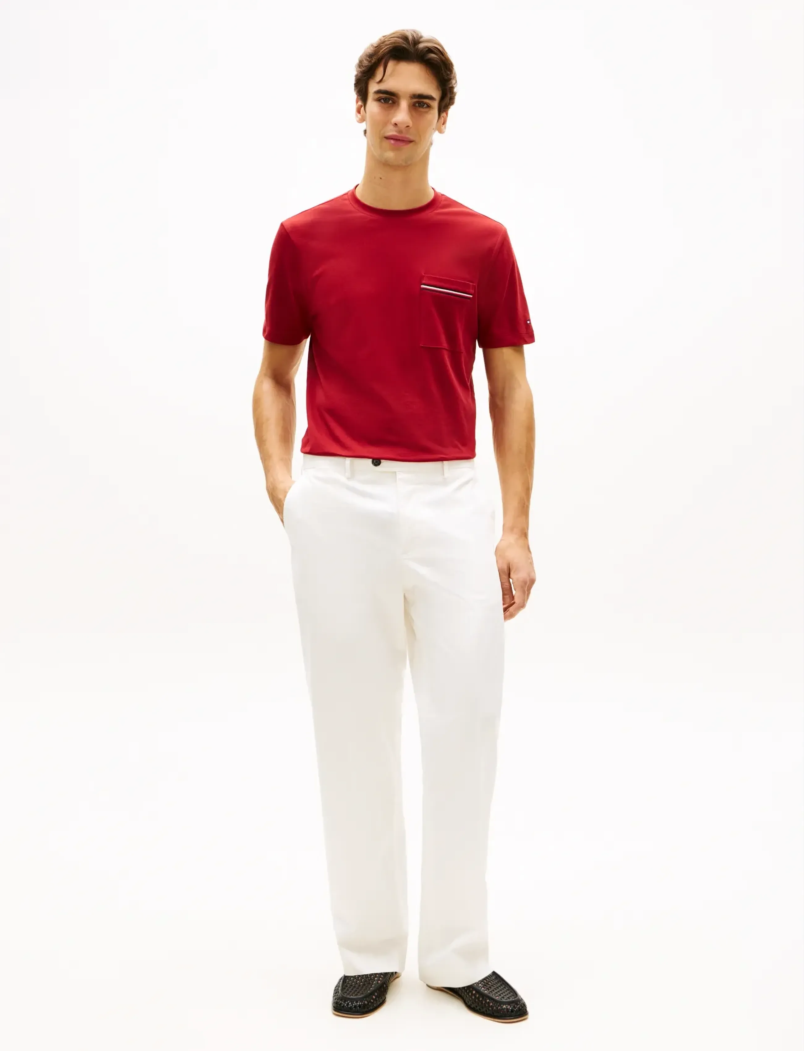 Tommy Hilfiger - GLOBAL STRIPE PIQUE POCKET TEE - short-sleeved t-shirts - regatta red - 3