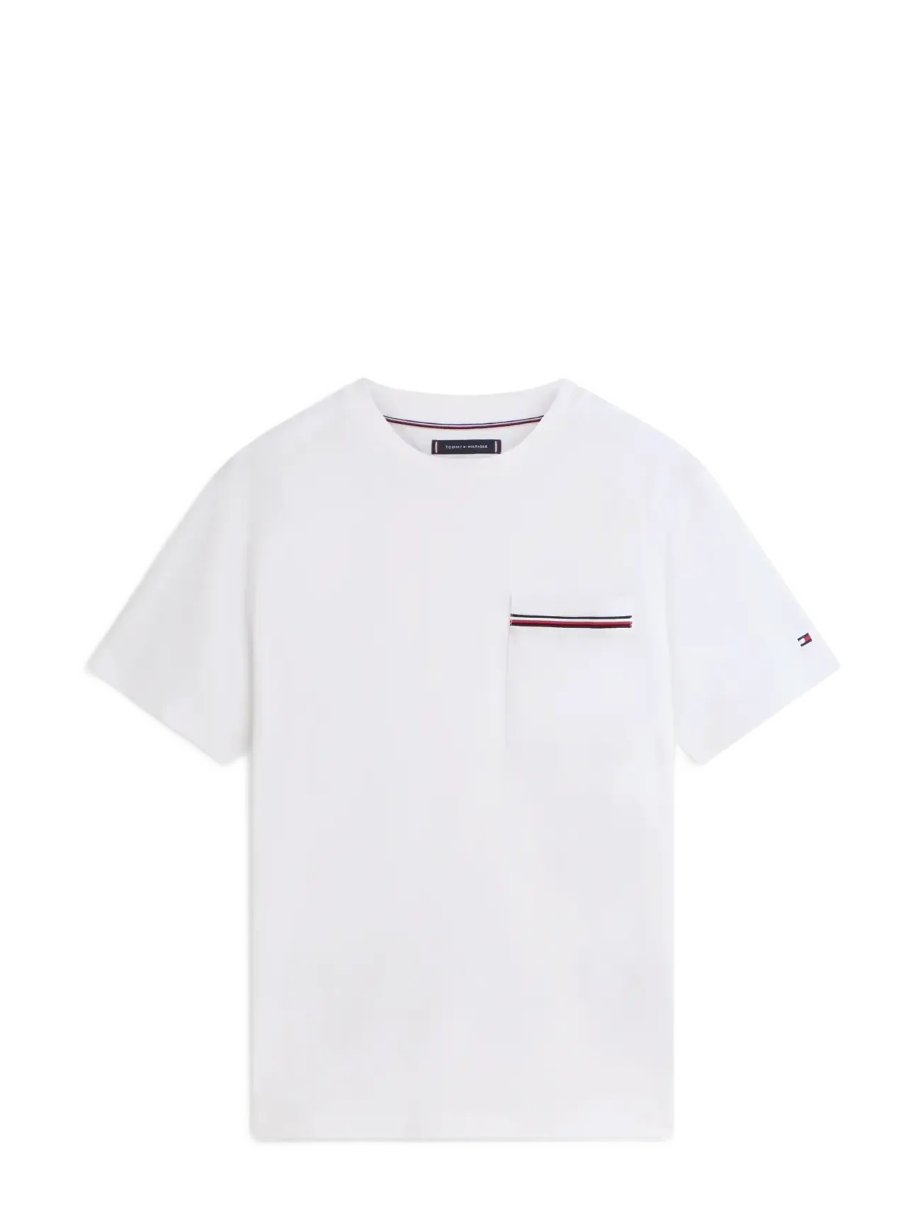 TOMMY HILFIGER Global Stripe Pique Pocket Tee Weiß - XXL - Herren