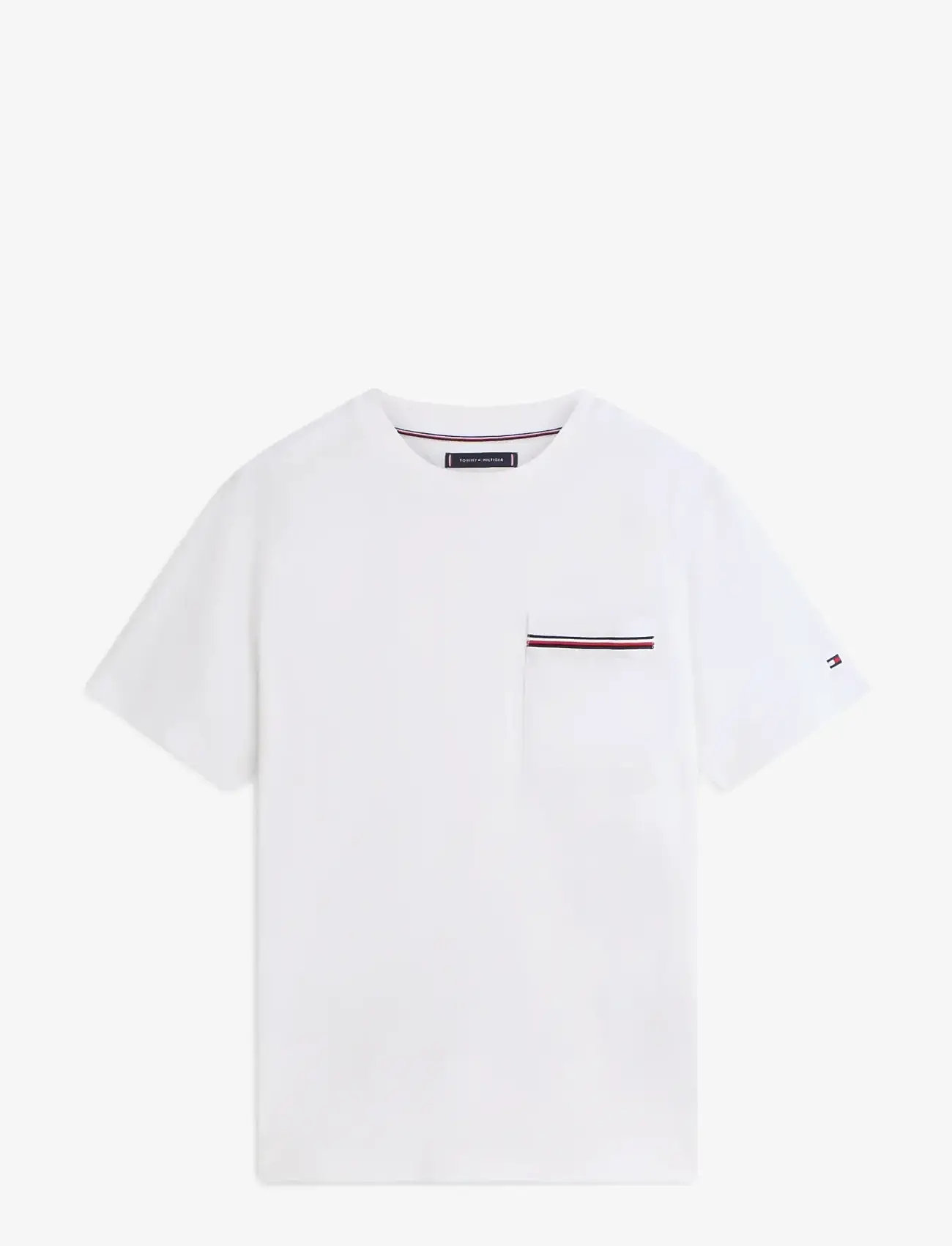 Tommy Hilfiger - GLOBAL STRIPE PIQUE POCKET TEE - kortærmede t-shirts - white - 1