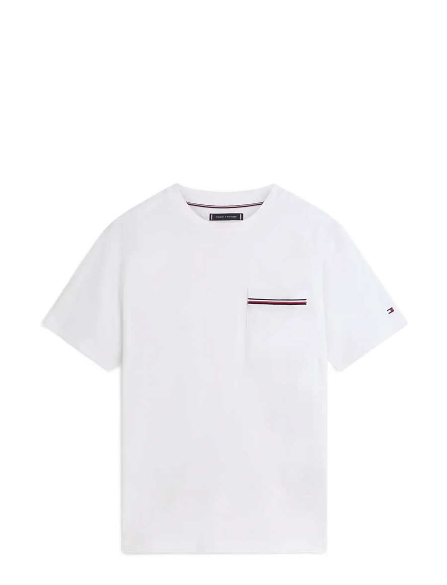 Tommy Hilfiger - GLOBAL STRIPE PIQUE POCKET TEE - kurzärmelige t-shirts - white - 1