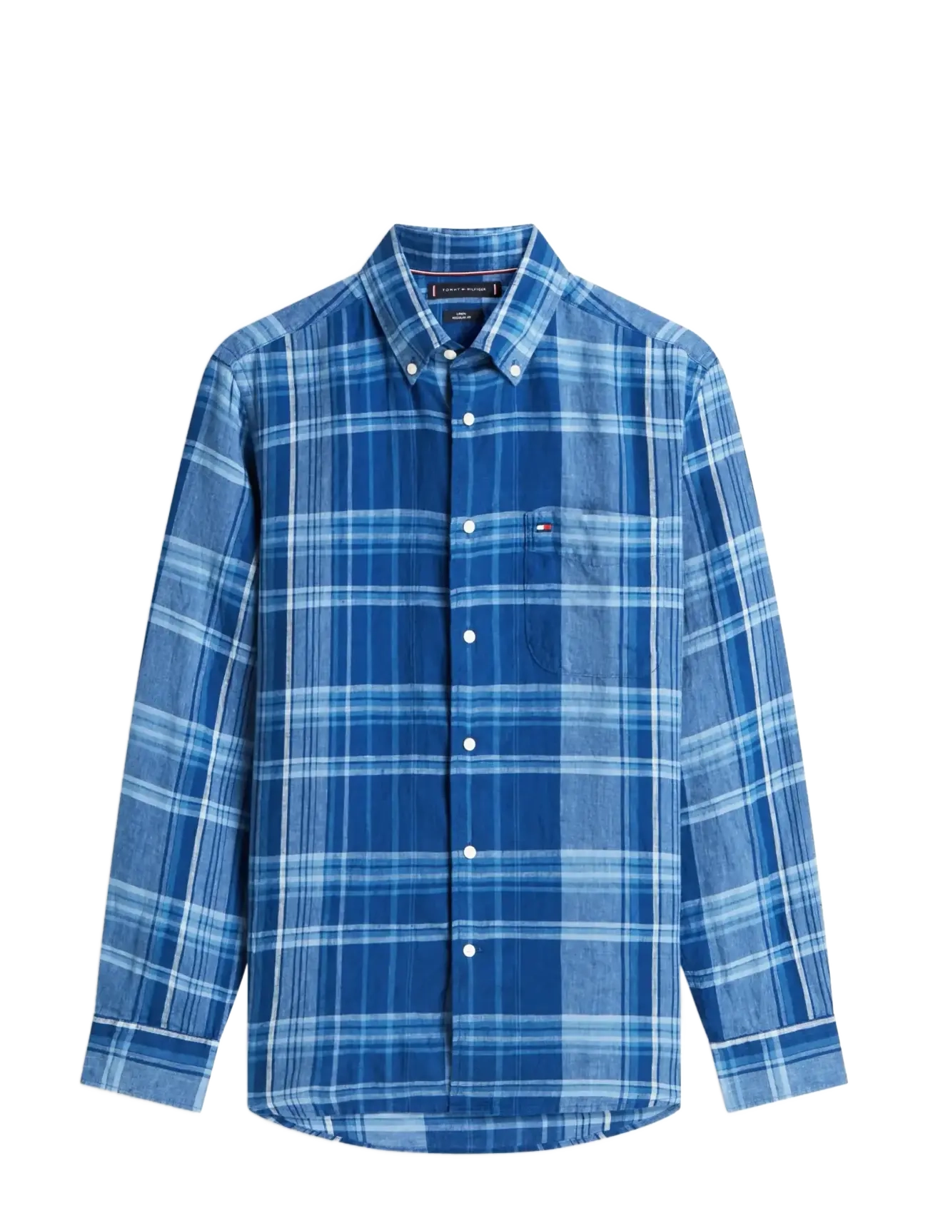 TOMMY HILFIGER Linen Summer Madras Rf Shirt Blau - M - Herren