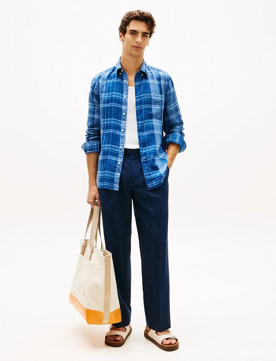Tommy Hilfiger - LINEN SUMMER MADRAS RF SHIRT - leinenhemden - brisk blue check - 3
