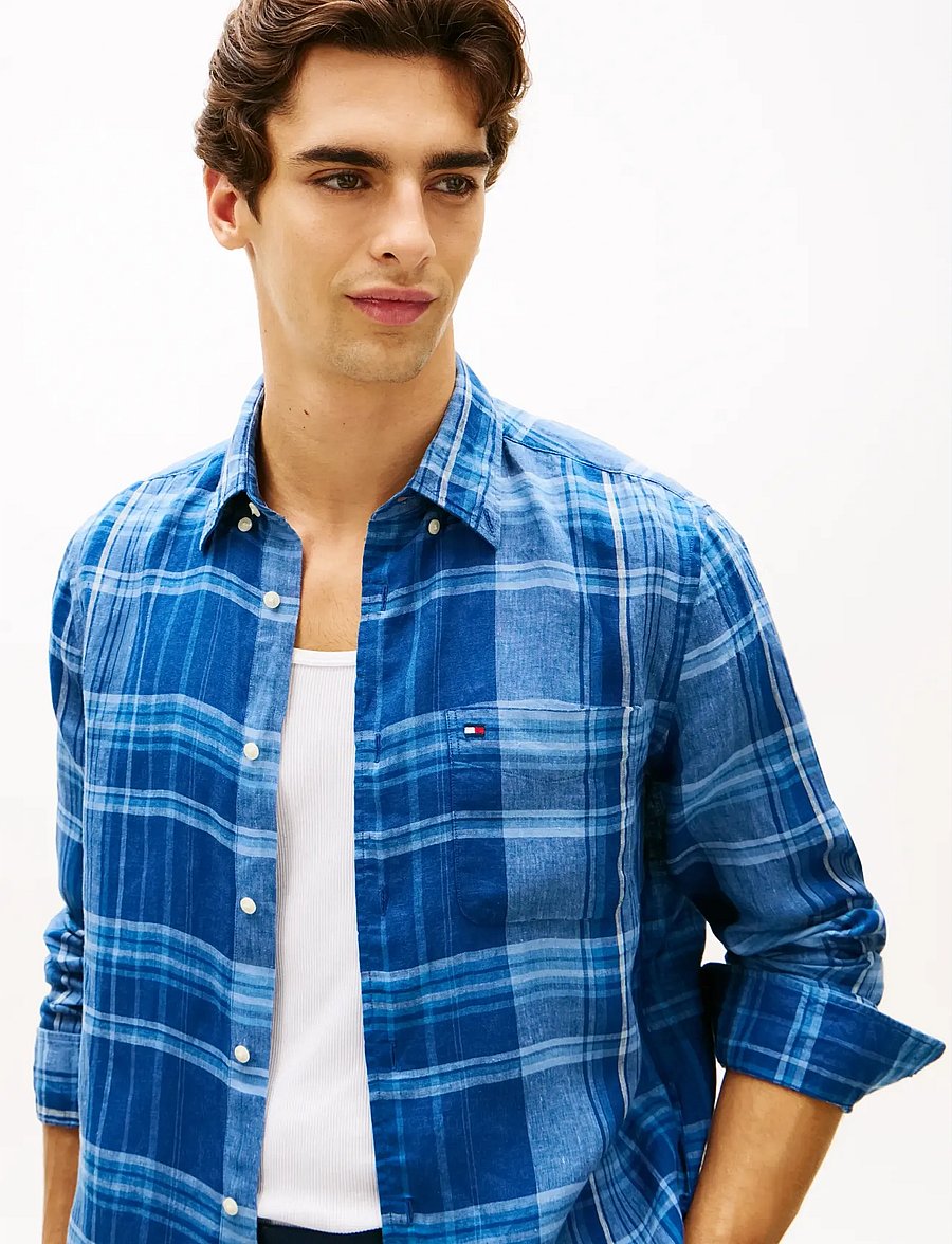 Tommy Hilfiger - LINEN SUMMER MADRAS RF SHIRT - leinenhemden - brisk blue check - 4