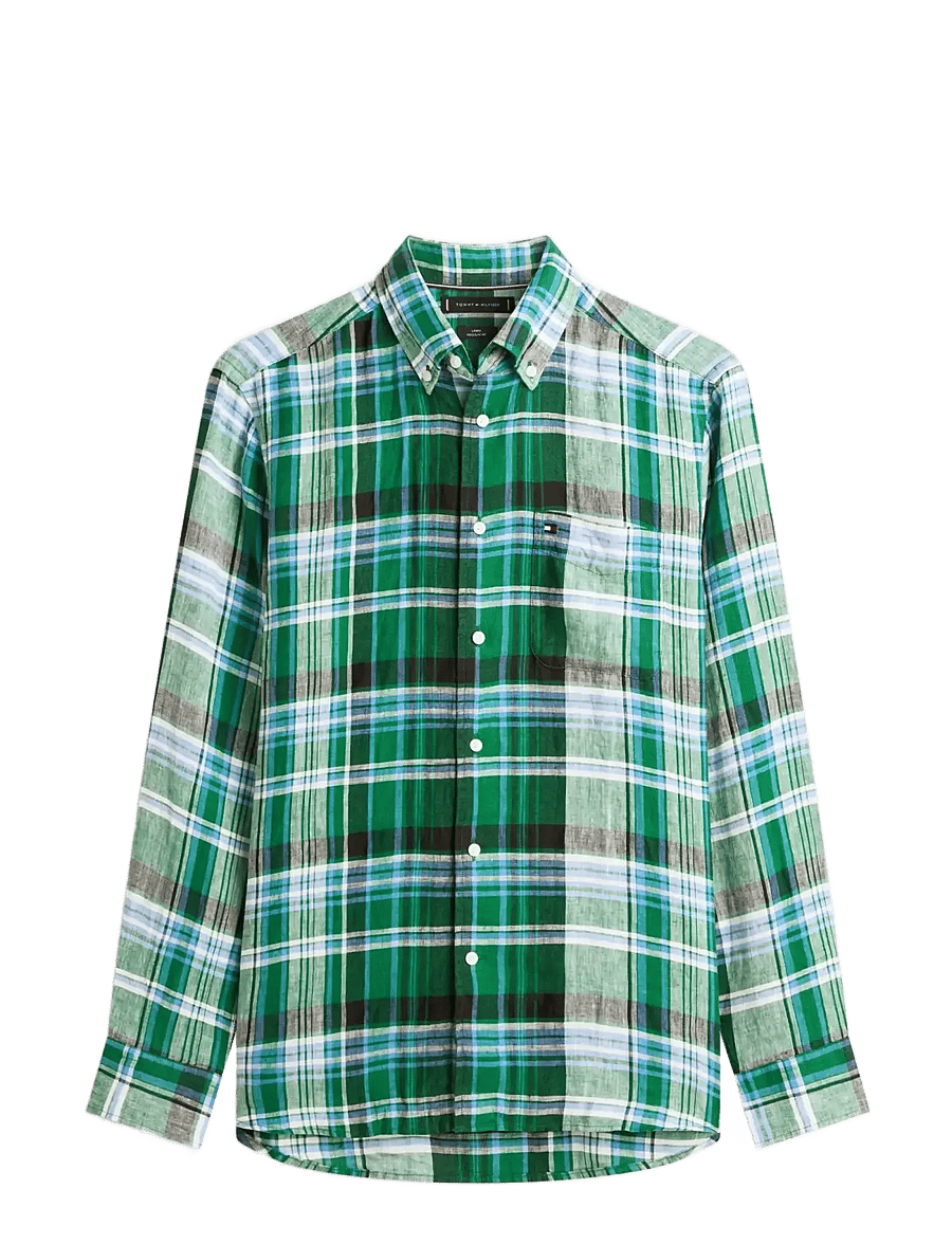 Tommy Hilfiger - LINEN SUMMER MADRAS RF SHIRT - hørskjorter - nouveau green check - 1