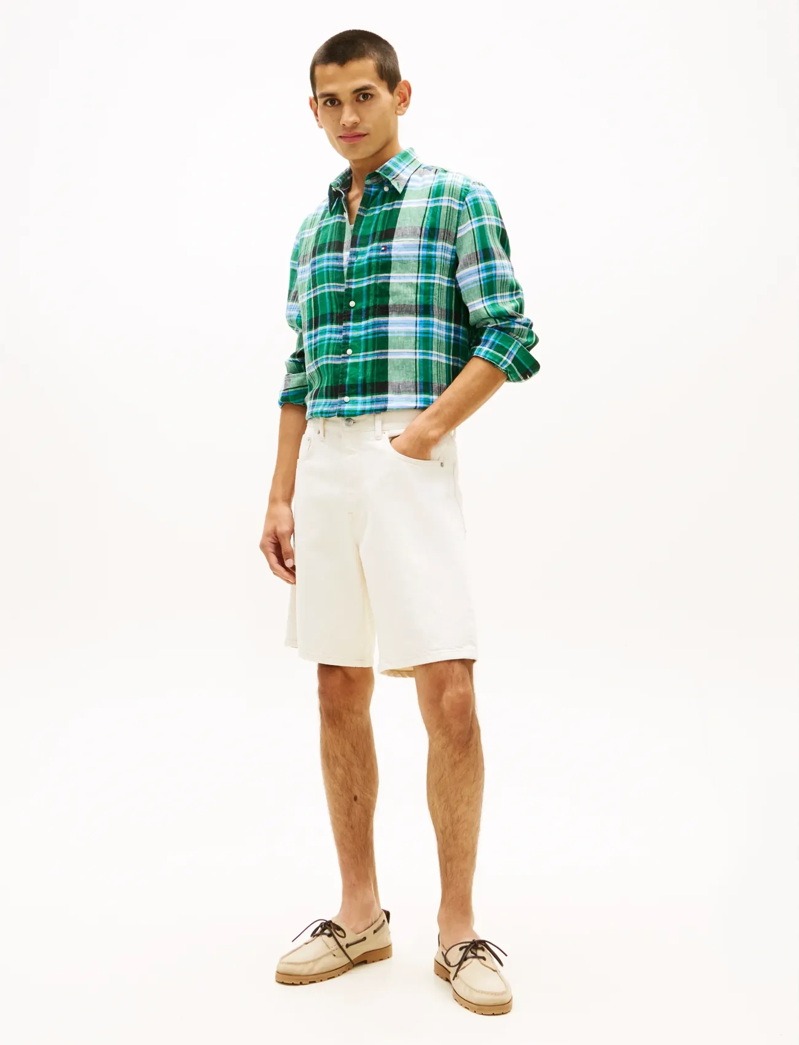Tommy Hilfiger - LINEN SUMMER MADRAS RF SHIRT - hørskjorter - nouveau green   check - 3