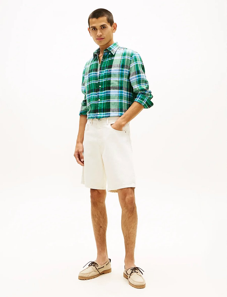 Tommy Hilfiger - LINEN SUMMER MADRAS RF SHIRT - hørskjorter - nouveau green check - 3
