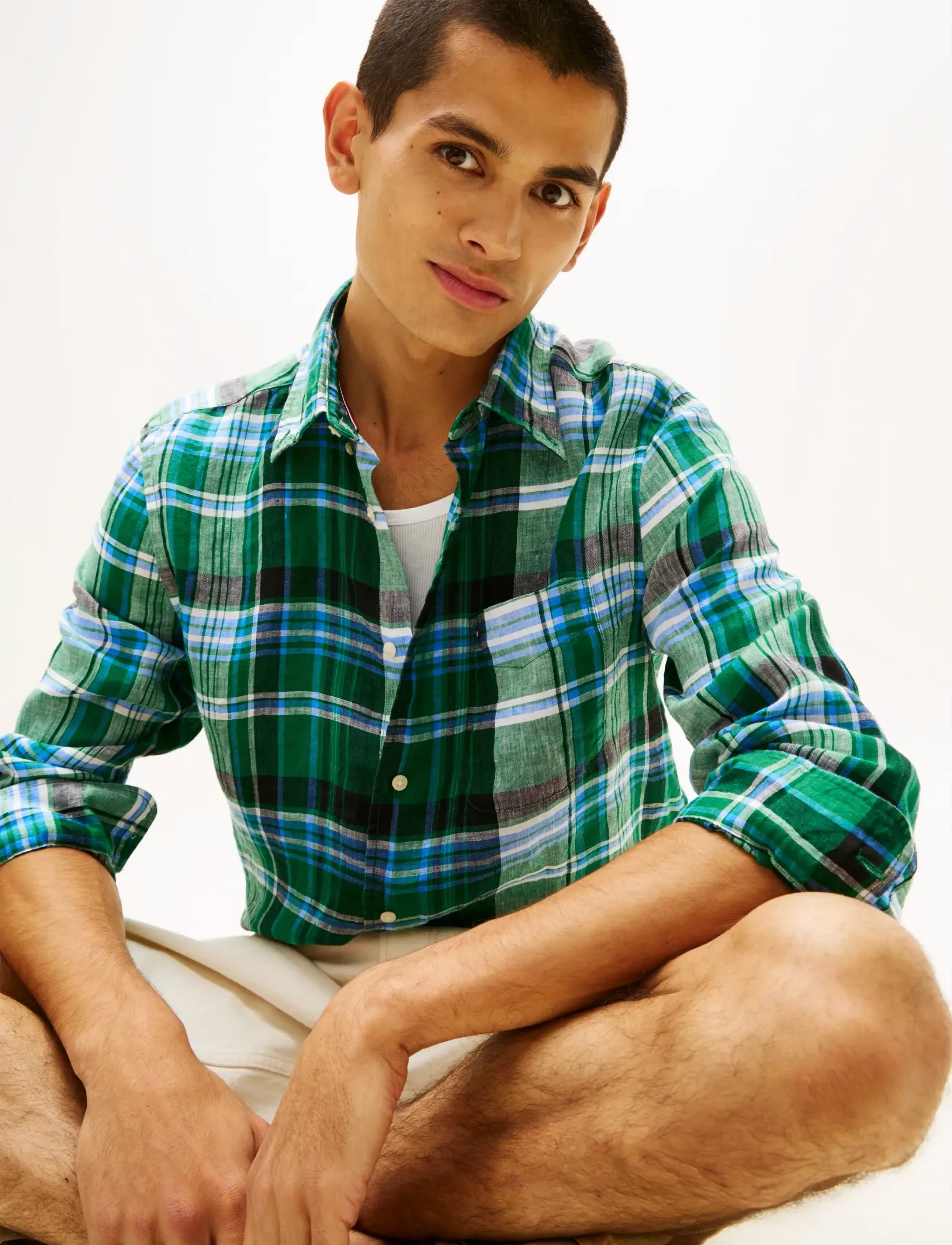 Tommy Hilfiger - LINEN SUMMER MADRAS RF SHIRT - hørskjorter - nouveau green   check - 4