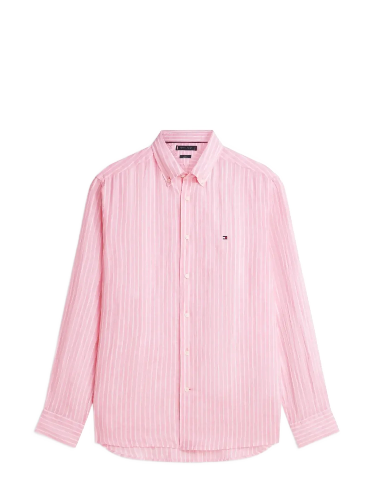 Tommy Hilfiger LINEN BENGAL STRIPE RF SHIRT - Skjorter - CLASSIC PINK   STRIPE / pink/rose