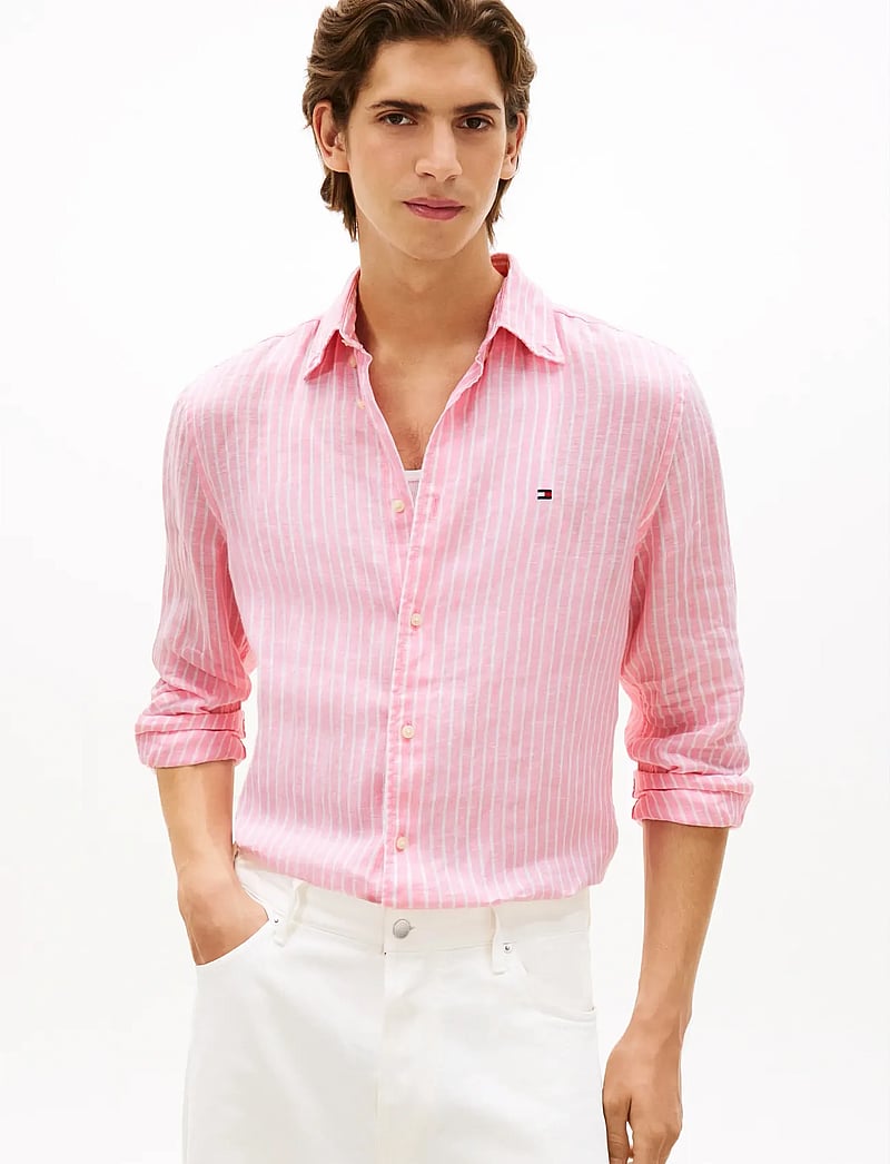 Tommy Hilfiger - LINEN BENGAL STRIPE RF SHIRT - stribede skjorter - classic pink stripe - 0