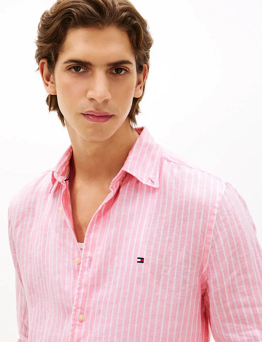 Tommy Hilfiger - LINEN BENGAL STRIPE RF SHIRT - chemises à rayures - classic pink stripe - 4