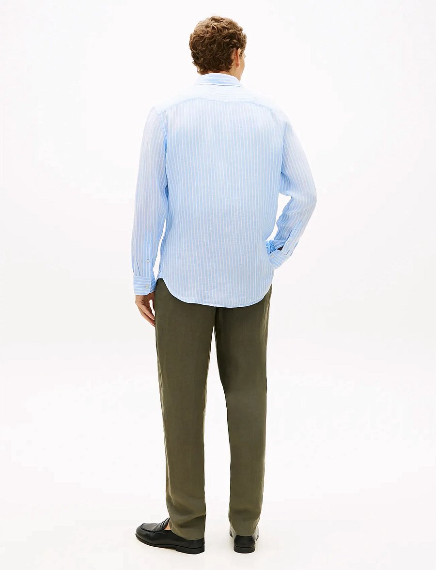 Tommy Hilfiger - LINEN BENGAL STRIPE RF SHIRT - dryžuoti marškiniai - cloudy blue stripe - 2