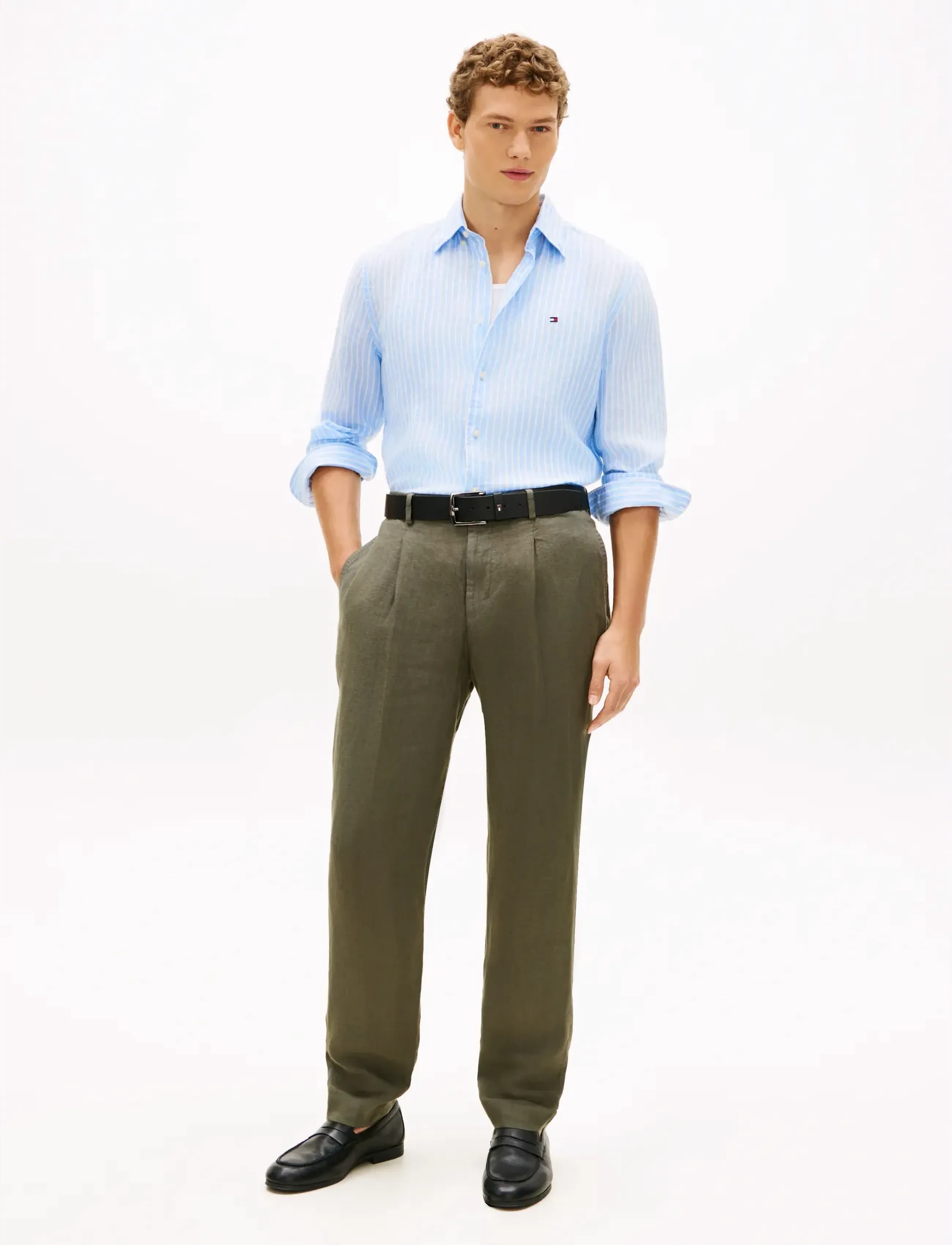 Tommy Hilfiger - LINEN BENGAL STRIPE RF SHIRT - dryžuoti marškiniai - cloudy blue   stripe - 3