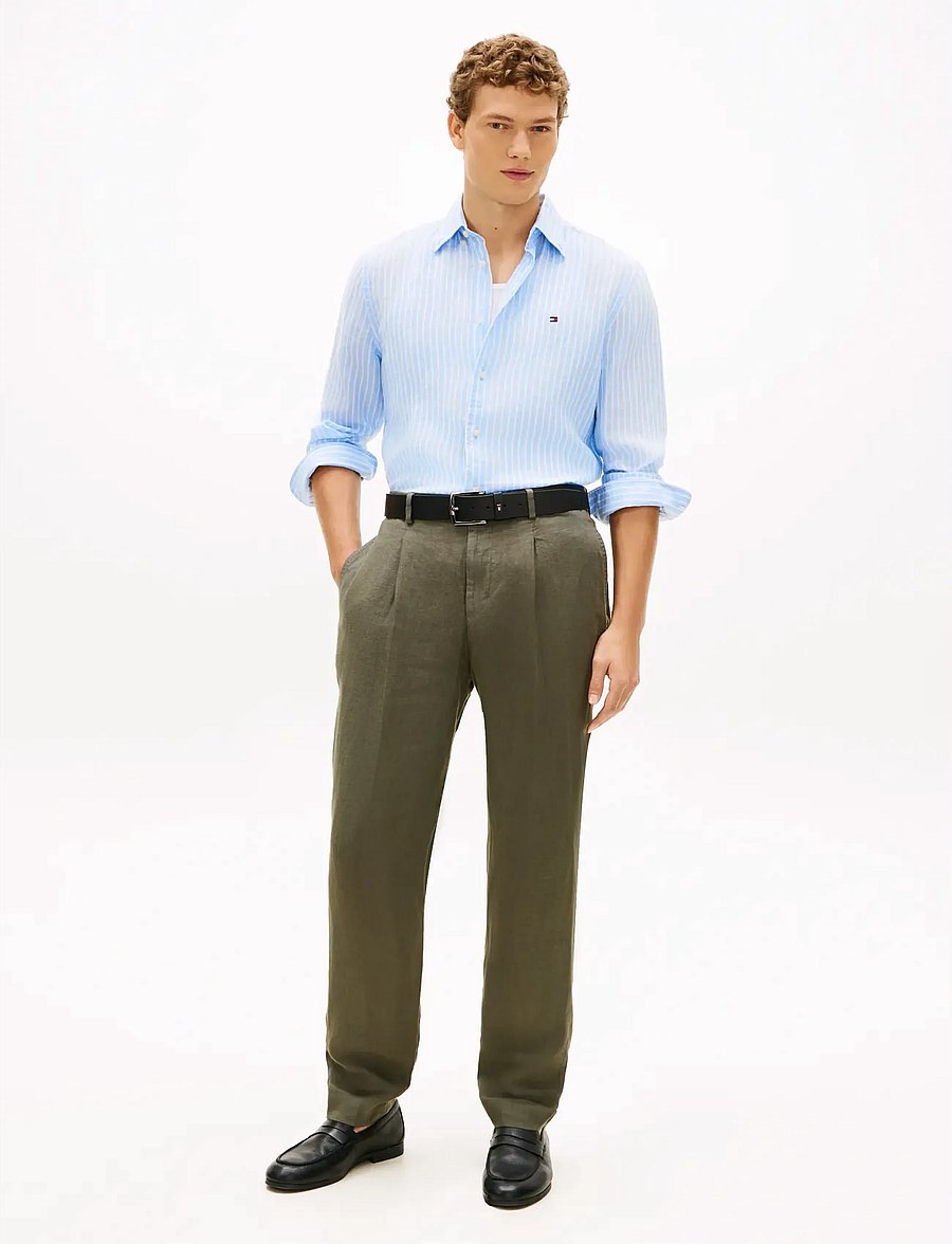 Tommy Hilfiger - LINEN BENGAL STRIPE RF SHIRT - dryžuoti marškiniai - cloudy blue stripe - 3