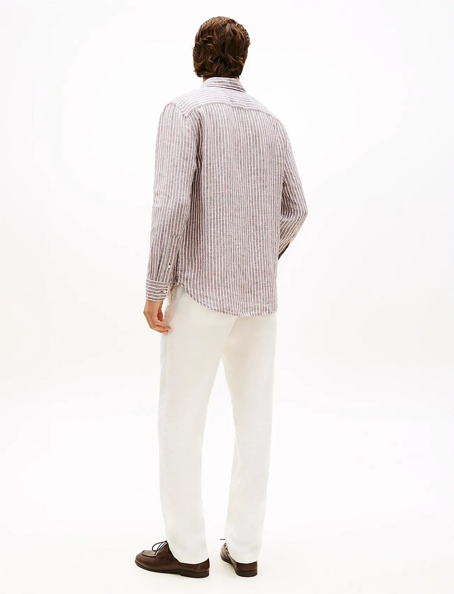 Tommy Hilfiger - LINEN BENGAL STRIPE RF SHIRT - stribede skjorter - legacy brown stripe - 2