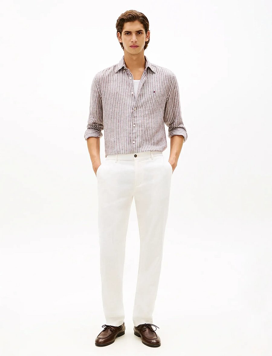 Tommy Hilfiger - LINEN BENGAL STRIPE RF SHIRT - stribede skjorter - legacy brown stripe - 3