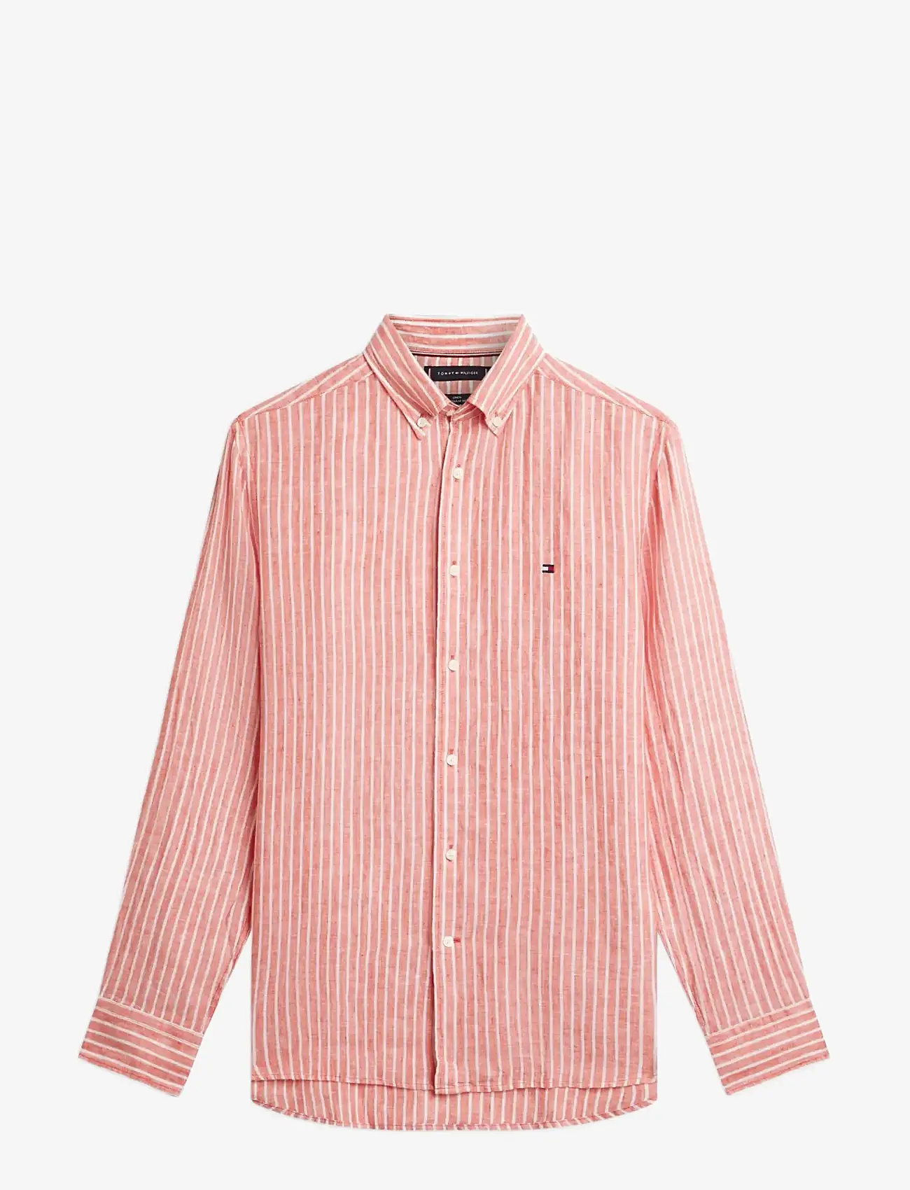 Tommy Hilfiger - LINEN BENGAL STRIPE RF SHIRT - stribede skjorter - orange flash   stripe - 1