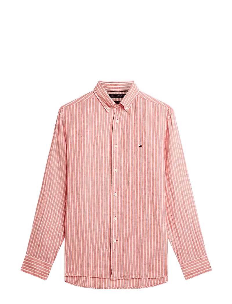 Tommy Hilfiger - LINEN BENGAL STRIPE RF SHIRT - stribede skjorter - orange flash stripe - 1