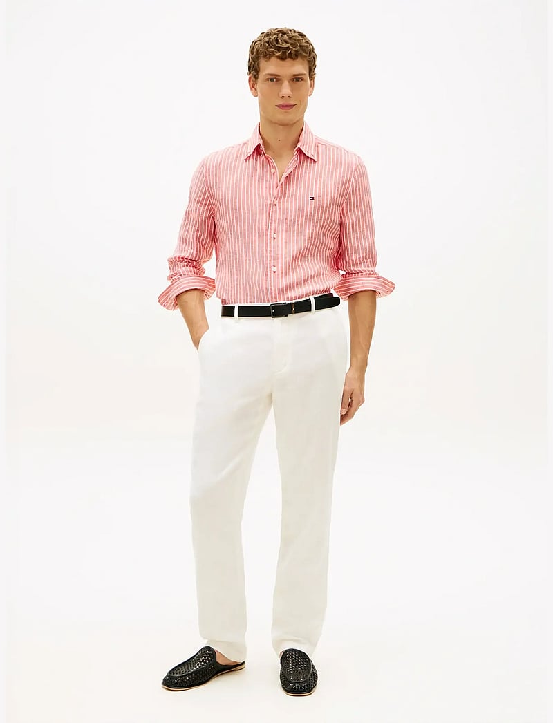 Tommy Hilfiger - LINEN BENGAL STRIPE RF SHIRT - stribede skjorter - orange flash stripe - 3