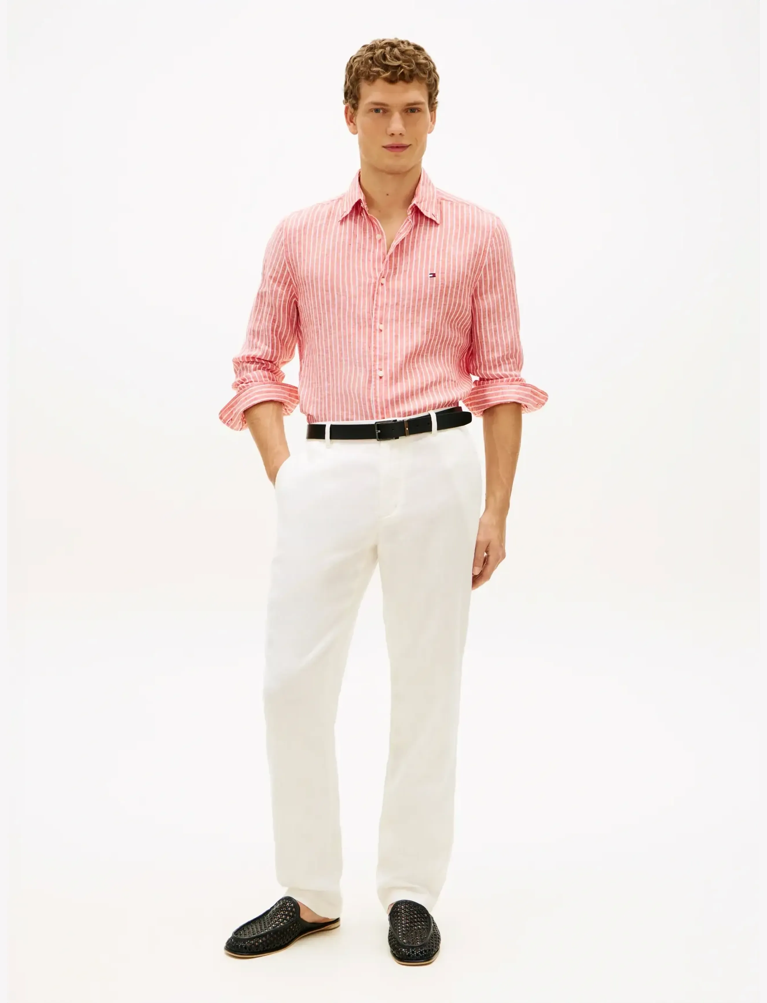 Tommy Hilfiger - LINEN BENGAL STRIPE RF SHIRT - stribede skjorter - orange flash   stripe - 3