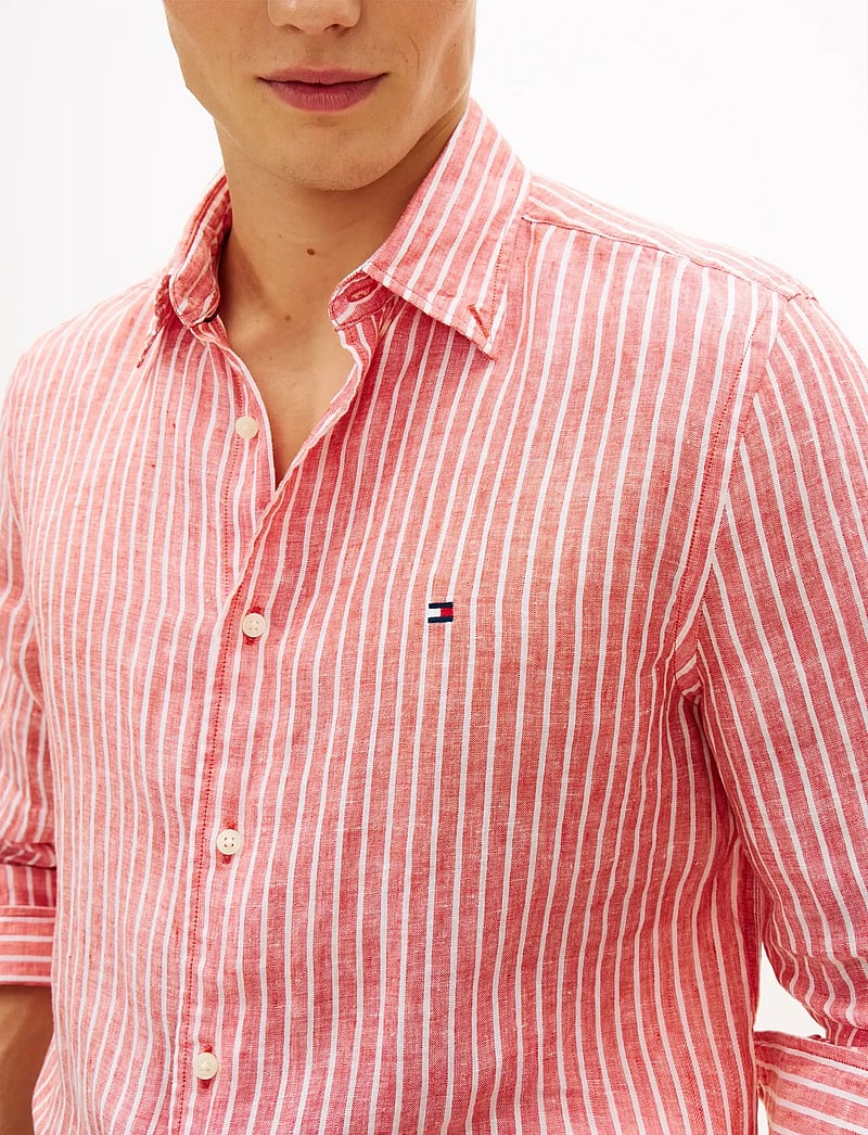 Tommy Hilfiger - LINEN BENGAL STRIPE RF SHIRT - stribede skjorter - orange flash stripe - 4