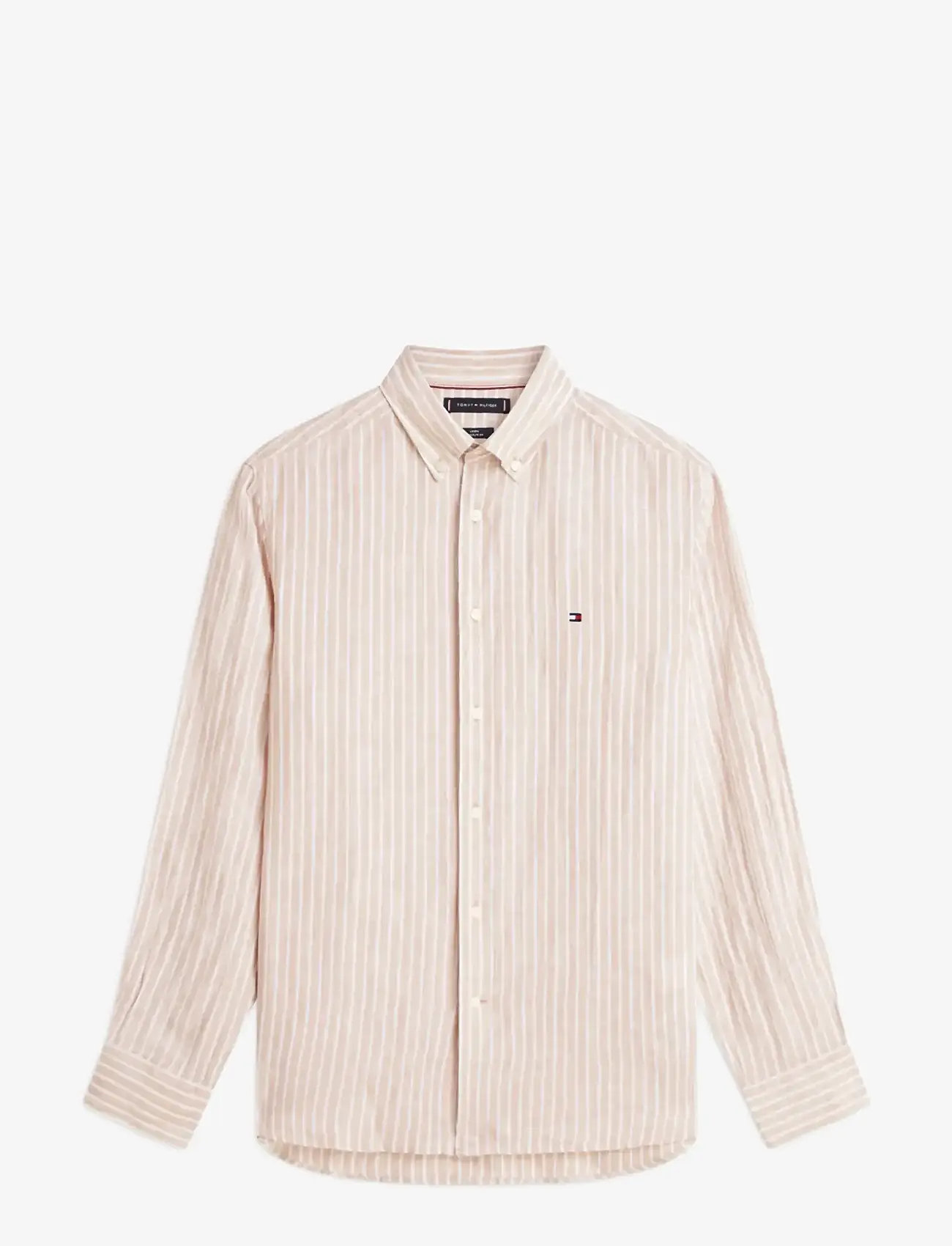 Tommy Hilfiger - LINEN BENGAL STRIPE RF SHIRT - randiga skjortor - sandalwood   stripe - 1