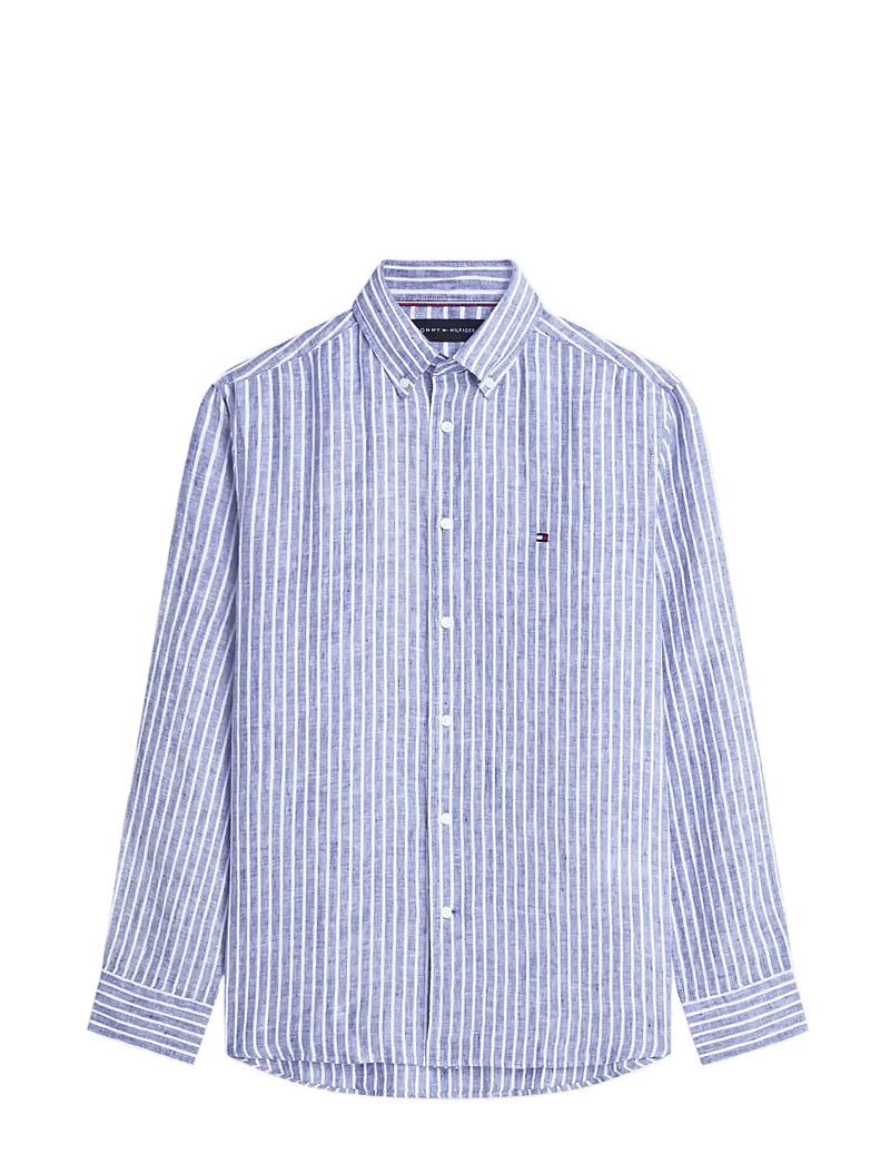 Tommy Hilfiger - LINEN BENGAL STRIPE RF SHIRT - stribede skjorter - wedge blue stripe - 1