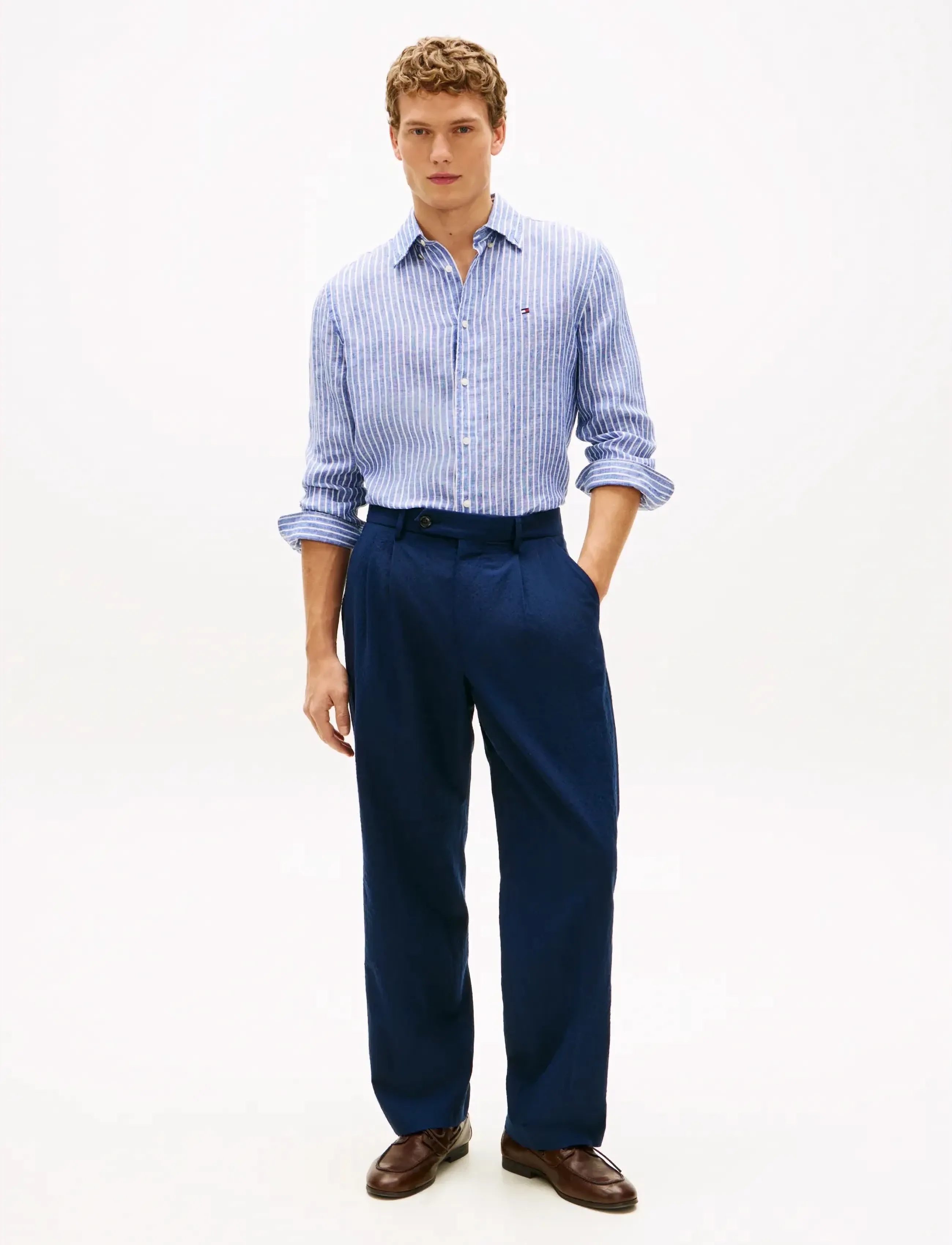 Tommy Hilfiger - LINEN BENGAL STRIPE RF SHIRT - chemises à rayures - wedge blue   stripe - 3