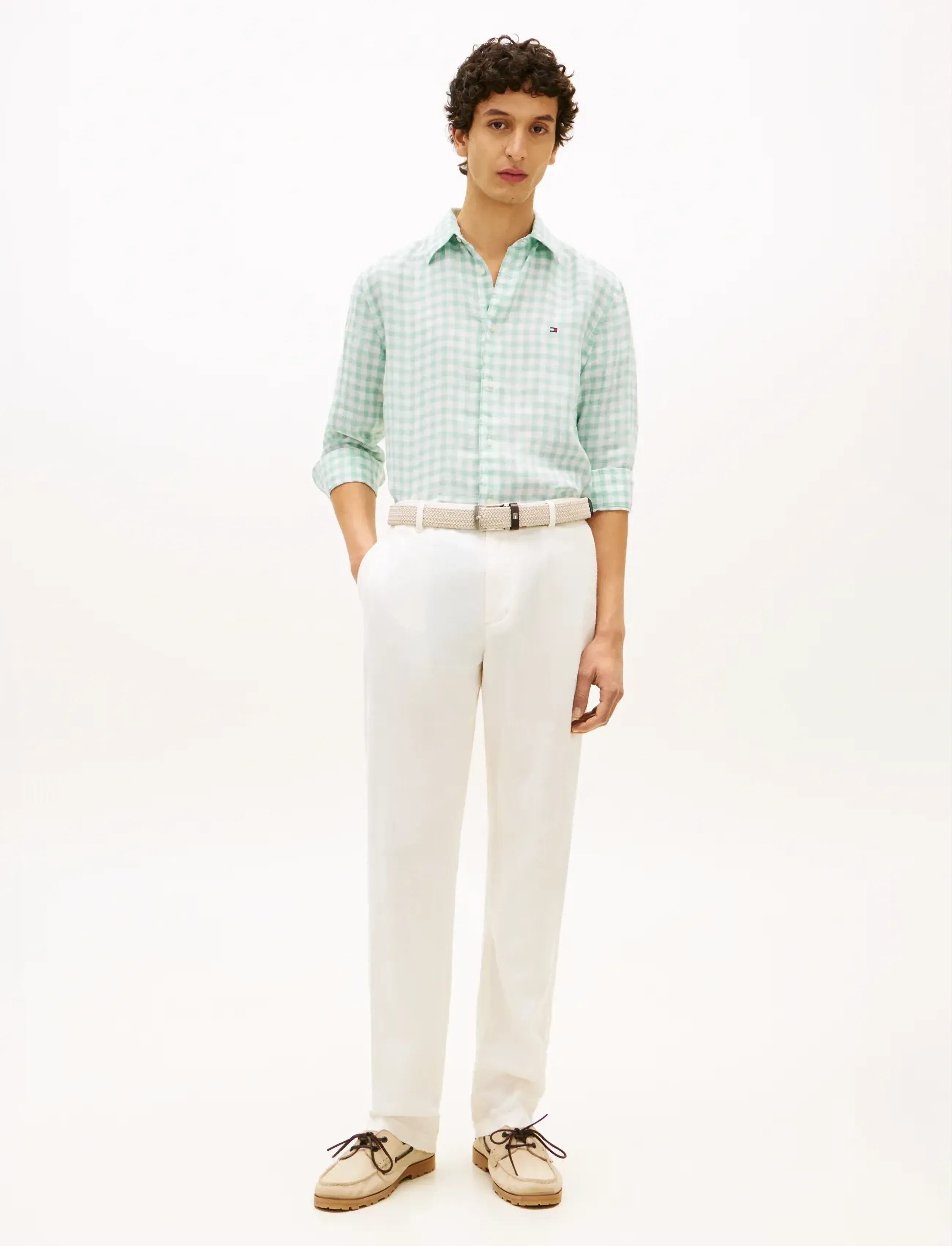 Tommy Hilfiger - LINEN ESSENTIAL GINGHAM RF SHIRT - linskjorter - crushed mint check - 3