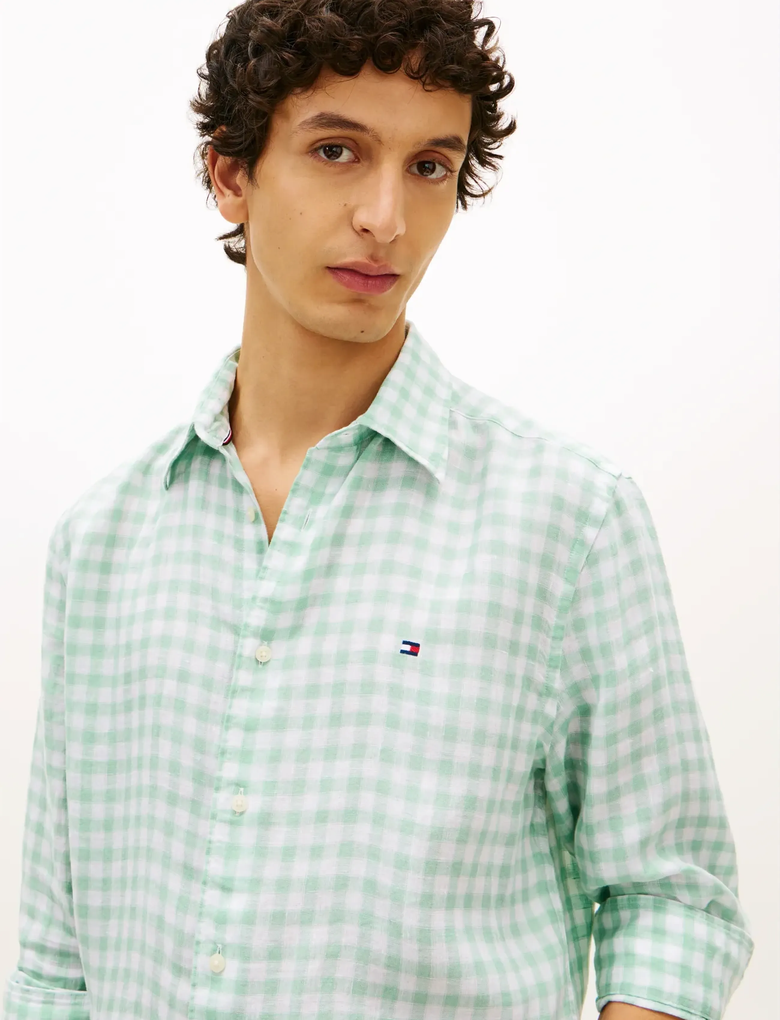Tommy Hilfiger - LINEN ESSENTIAL GINGHAM RF SHIRT - linskjorter - crushed mint   check - 4