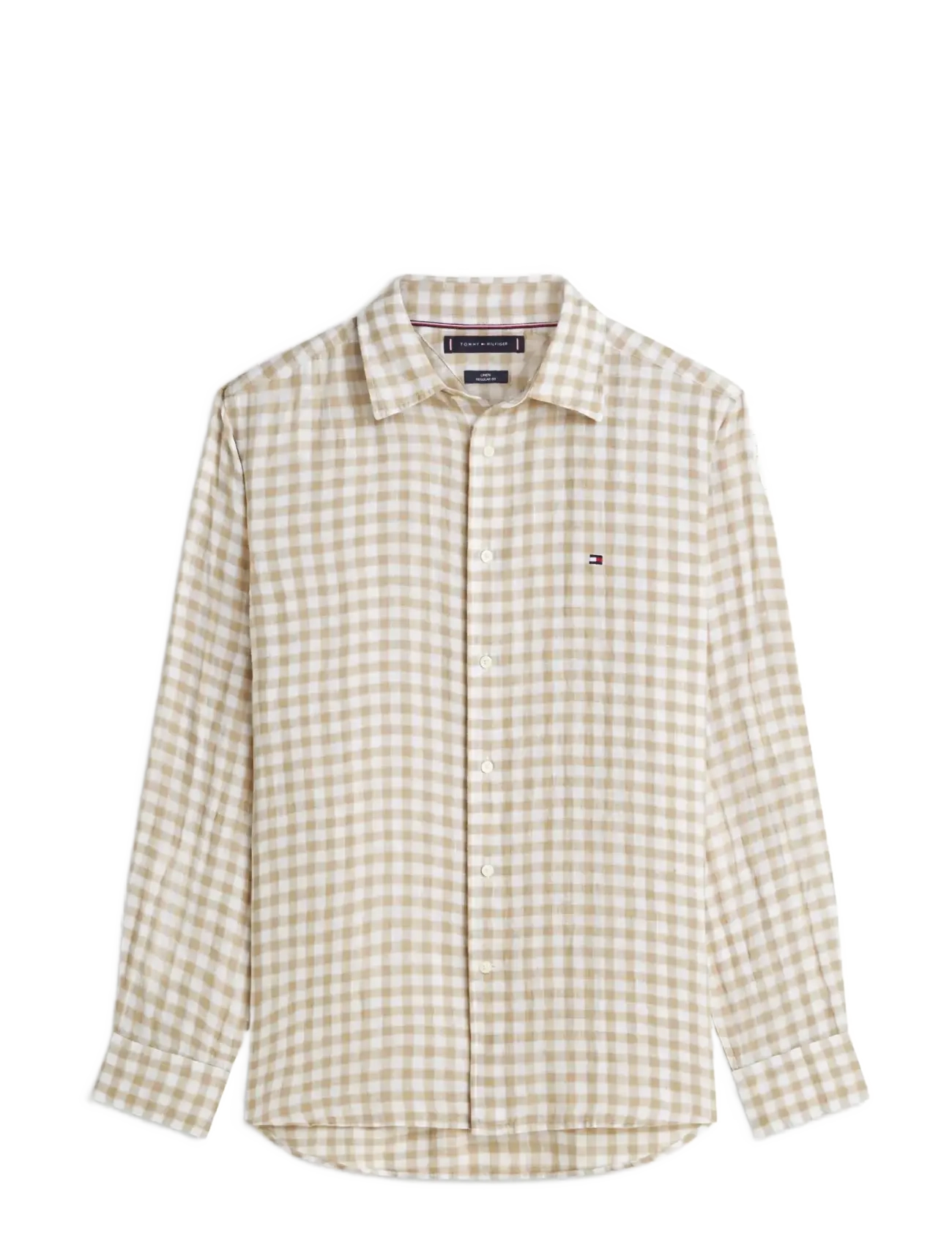 TOMMY HILFIGER Linen Essential Gingham Rf Shirt Beige - S - Herren