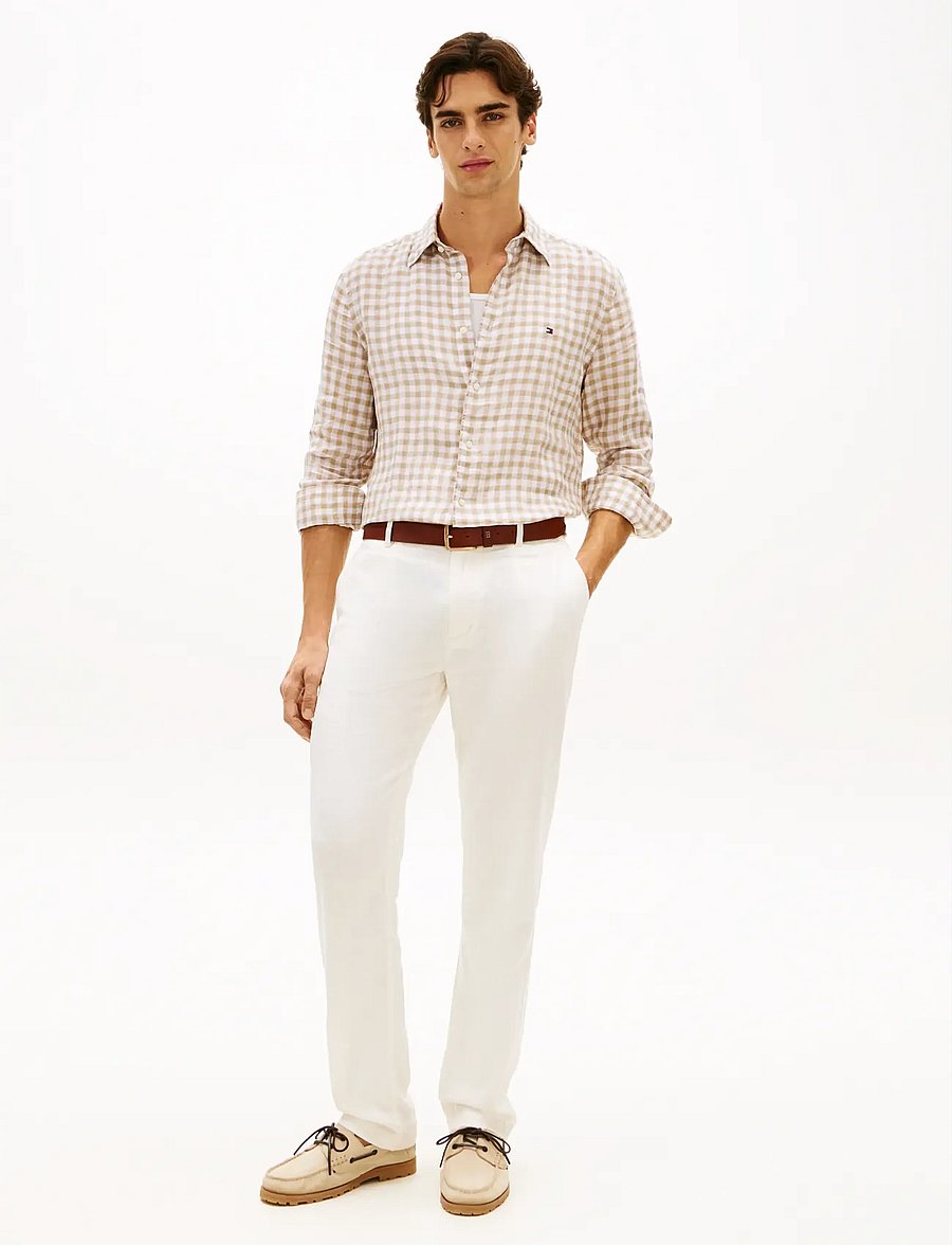 Tommy Hilfiger - LINEN ESSENTIAL GINGHAM RF SHIRT - linased särgid - sandalwood check - 3