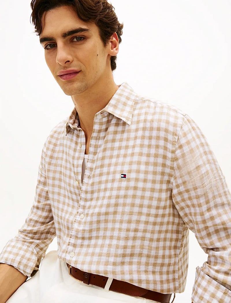 Tommy Hilfiger - LINEN ESSENTIAL GINGHAM RF SHIRT - linased särgid - sandalwood check - 4