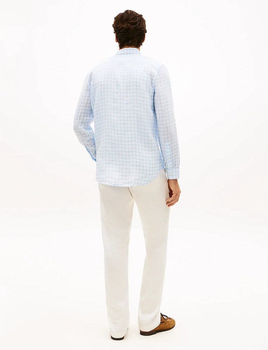 Tommy Hilfiger - LINEN ESSENTIAL GINGHAM RF SHIRT - linnen overhemden - sweet blue check - 2
