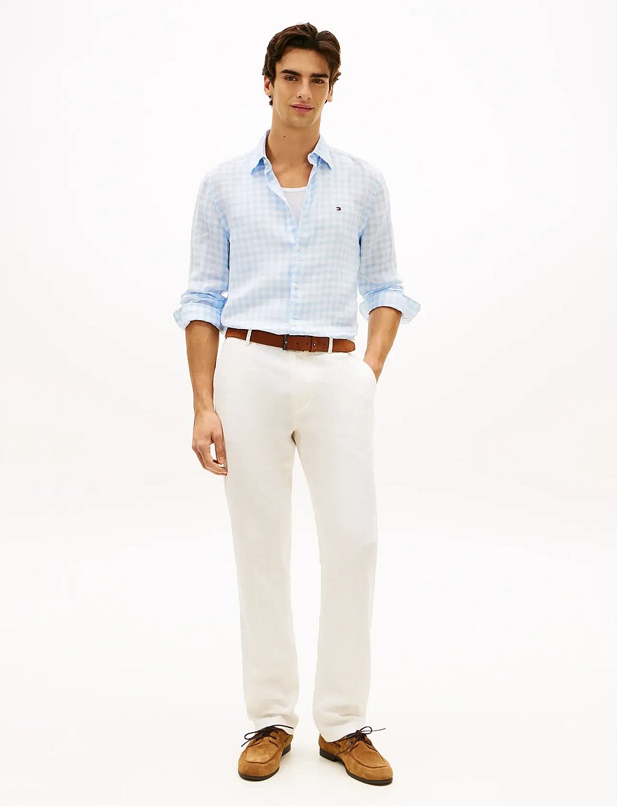 Tommy Hilfiger - LINEN ESSENTIAL GINGHAM RF SHIRT - linnen overhemden - sweet blue check - 3