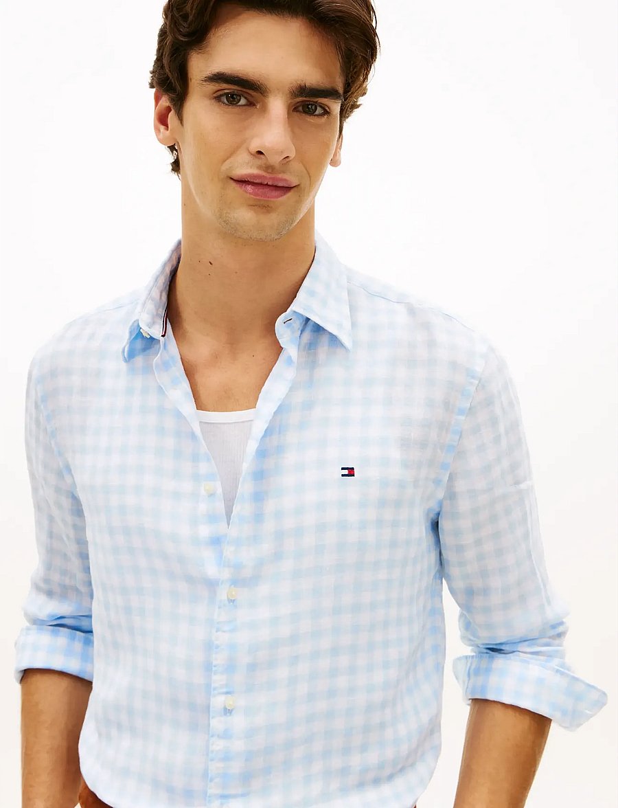 Tommy Hilfiger - LINEN ESSENTIAL GINGHAM RF SHIRT - linnen overhemden - sweet blue check - 4