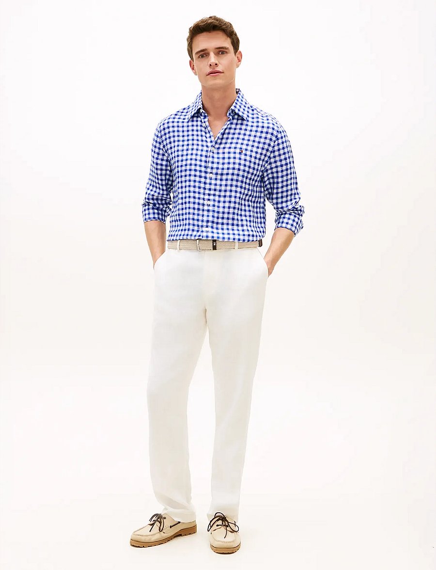 Tommy Hilfiger - LINEN ESSENTIAL GINGHAM RF SHIRT - koszule lniane - wedge blue check - 3