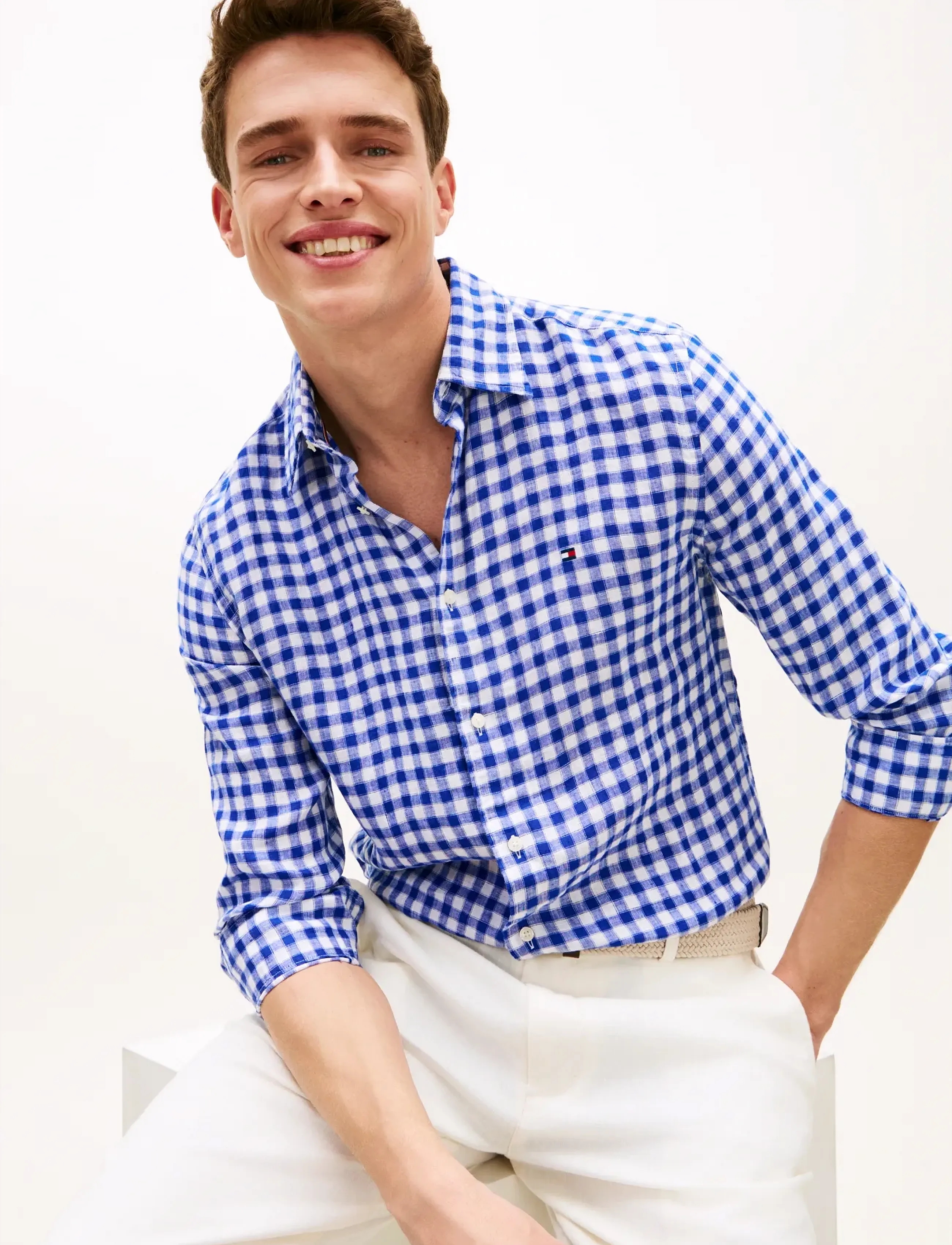 Tommy Hilfiger - LINEN ESSENTIAL GINGHAM RF SHIRT - koszule lniane - wedge blue   check - 4