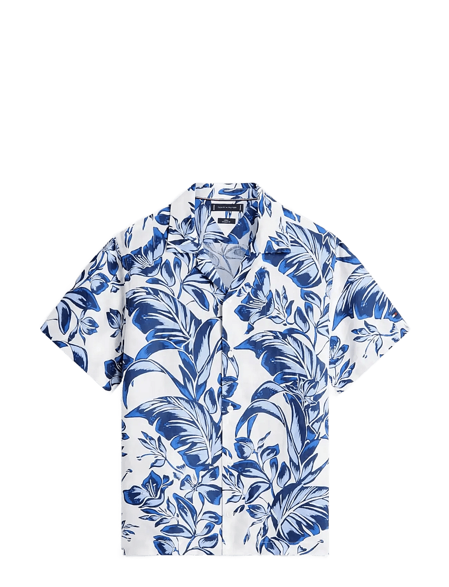 Tommy Hilfiger - LINEN FLORAL AOP SS RF 1/2 - kurzarmhemden - white allover - 1
