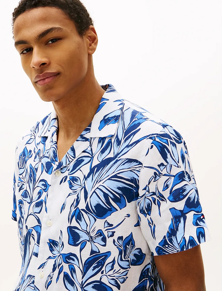 Tommy Hilfiger - LINEN FLORAL AOP SS RF 1/2 - kurzarmhemden - white allover - 4