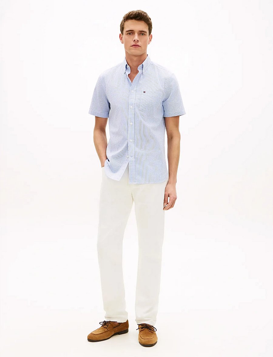 Tommy Hilfiger - SEERSUCKER BENGAL STRIPE SHIRT - kurzarmhemden - blue orbit stripe - 3