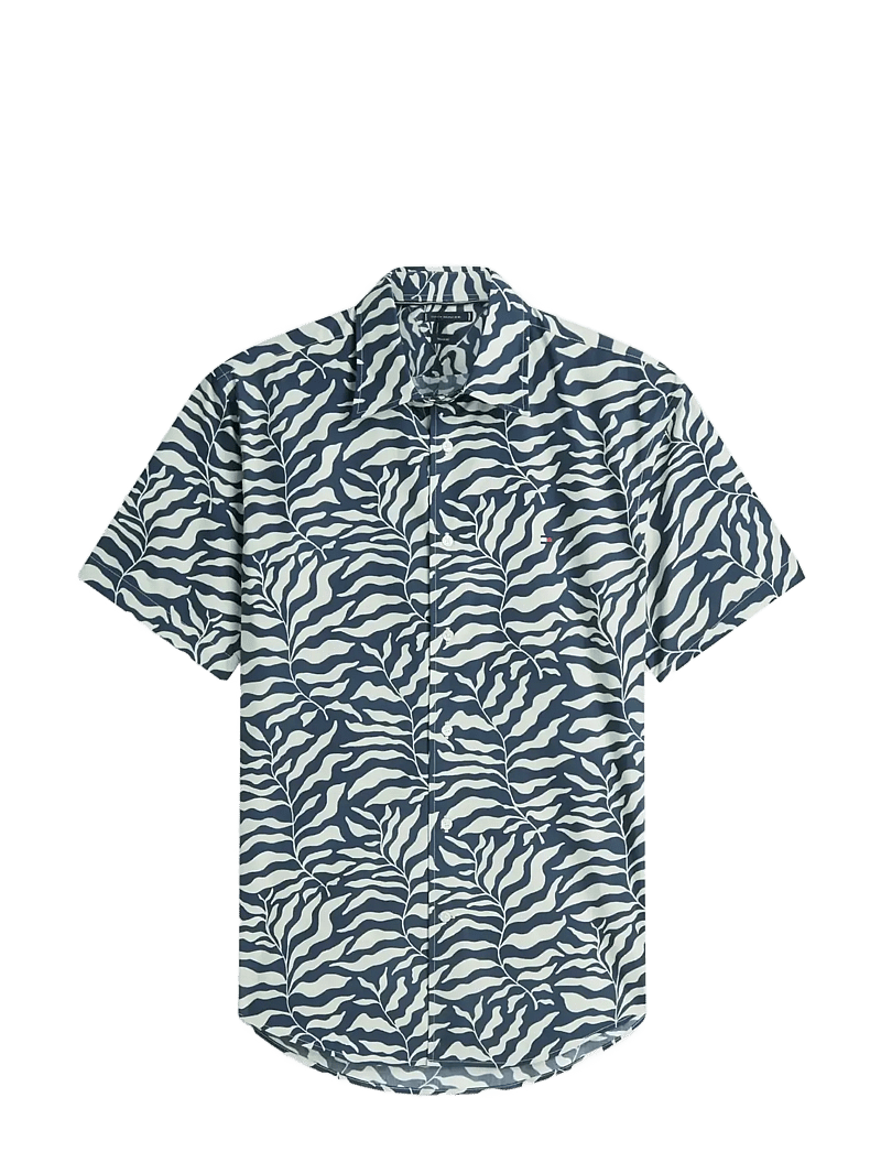 Tommy Hilfiger - PAPERTOUCH PALM SS RF SHIRT - kurzarmhemden - black allover - 1