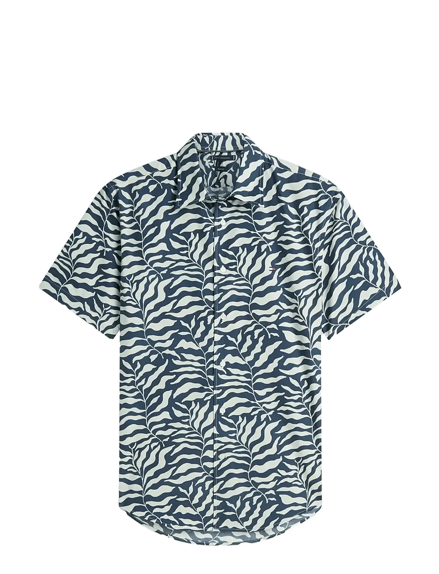 Tommy Hilfiger - PAPERTOUCH PALM SS RF SHIRT - kurzarmhemden - black allover - 1