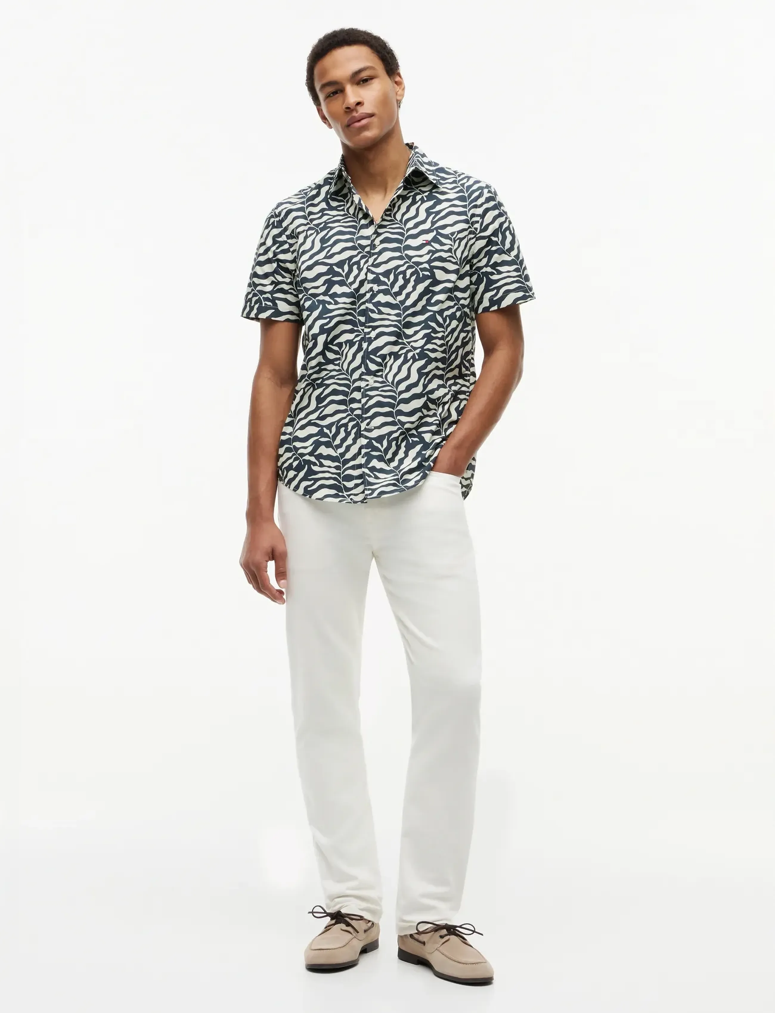 Tommy Hilfiger - PAPERTOUCH PALM SS RF SHIRT - short-sleeved shirts - black   allover - 4