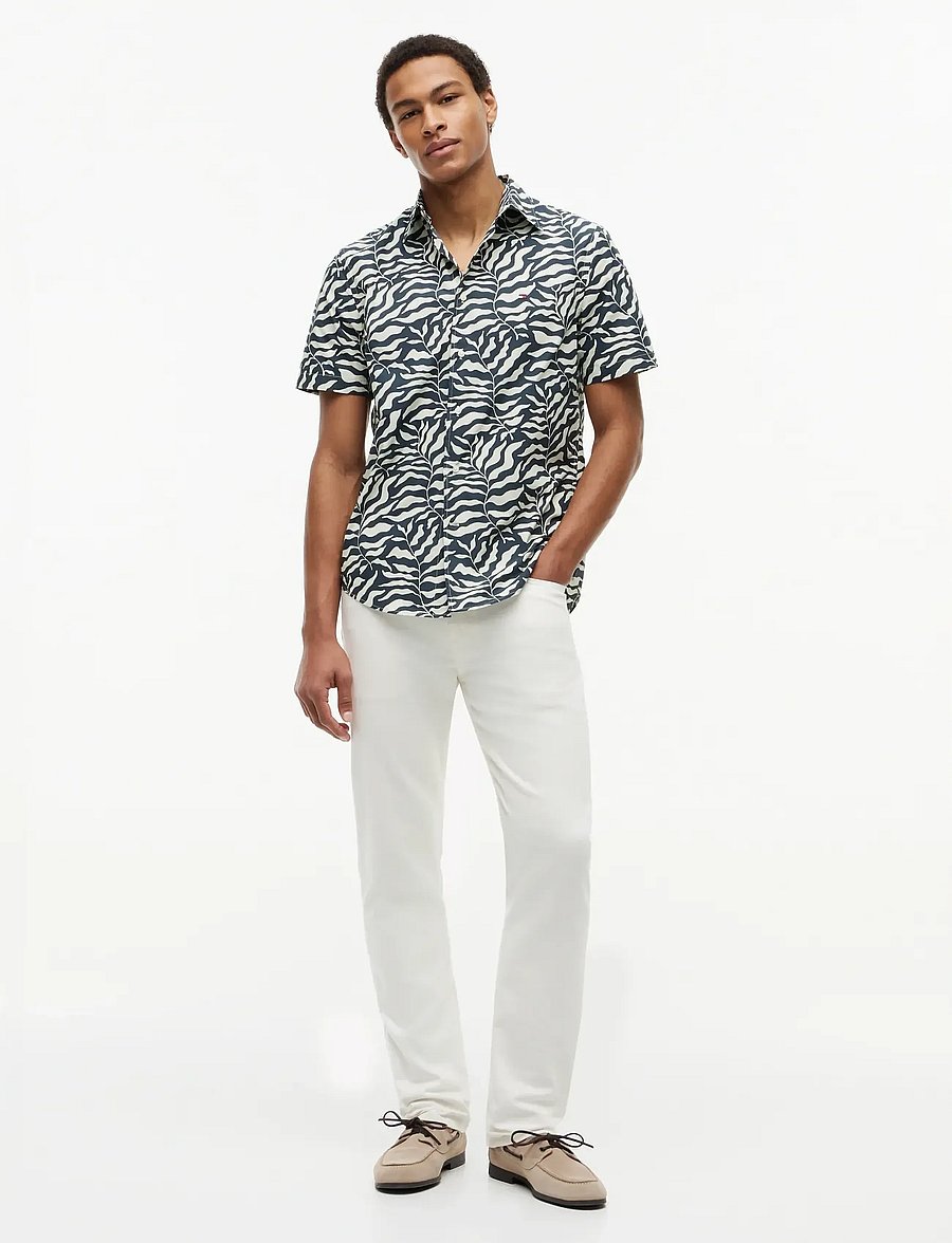 Tommy Hilfiger - PAPERTOUCH PALM SS RF SHIRT - kurzarmhemden - black allover - 4