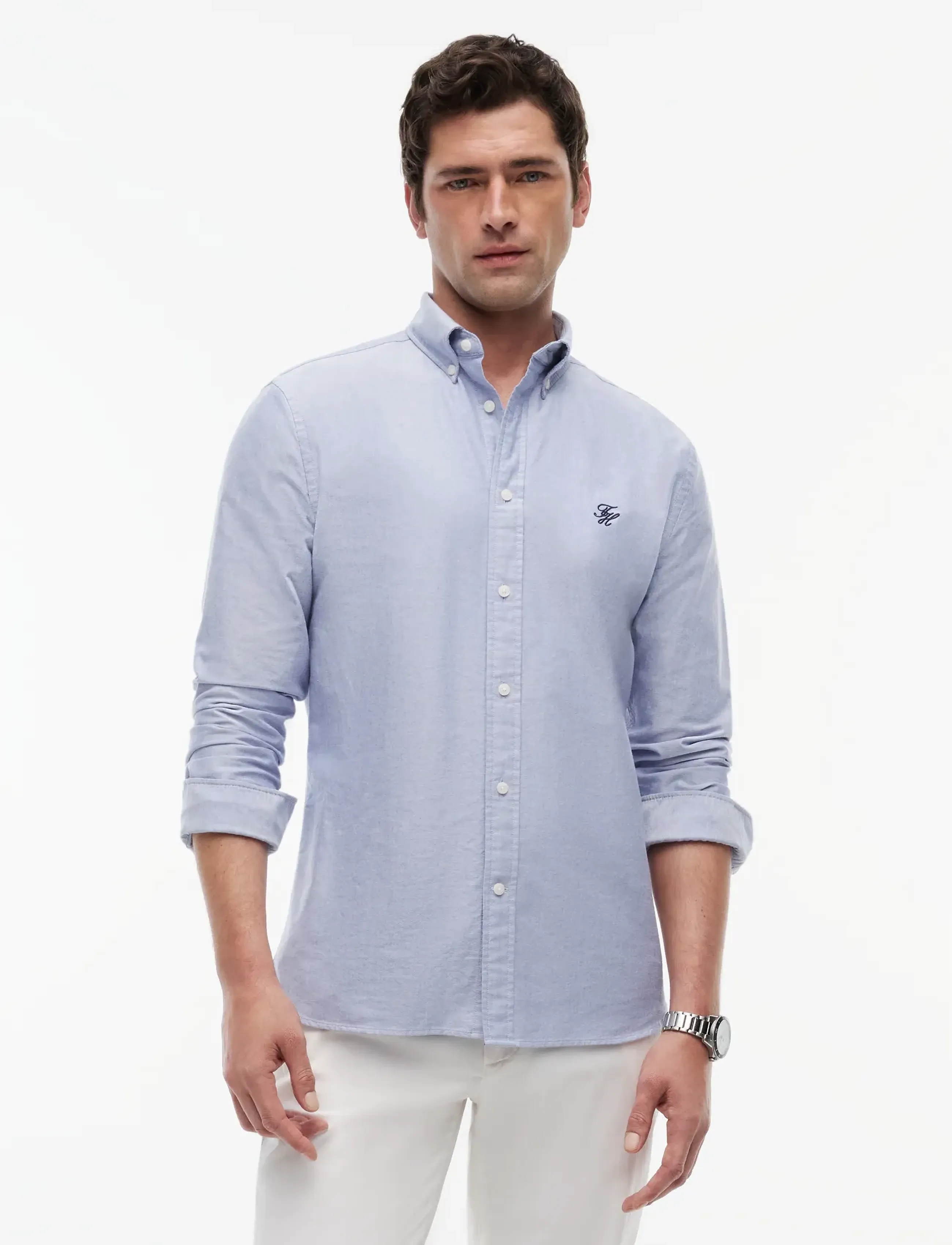 Tommy Hilfiger HERITAGE OXFORD IMD RF SHIRT - Kleidung - BISTRO BLUE / blue