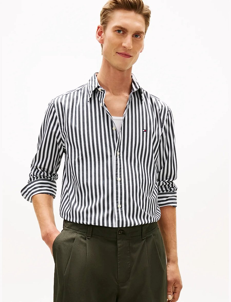 Tommy Hilfiger - FLEX POPLIN CLASSIC STP RF SHIRT - gestreifte hemden - black stripe - 0